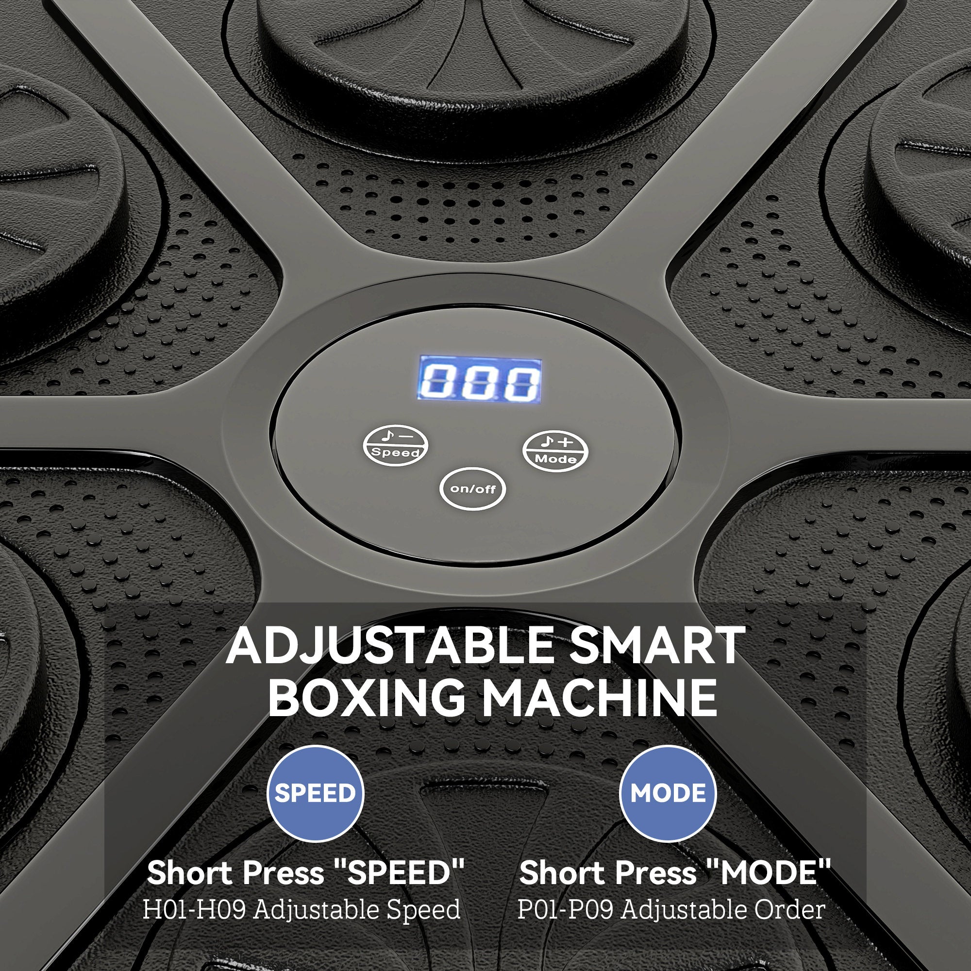 SPORTNOW Music Boxing Machine, Smart Bluetooth Boxing Machine Wall Mounted with 9 Speeds & Modes, LED Lights and Gloves, Punching Pad for Adults, Black