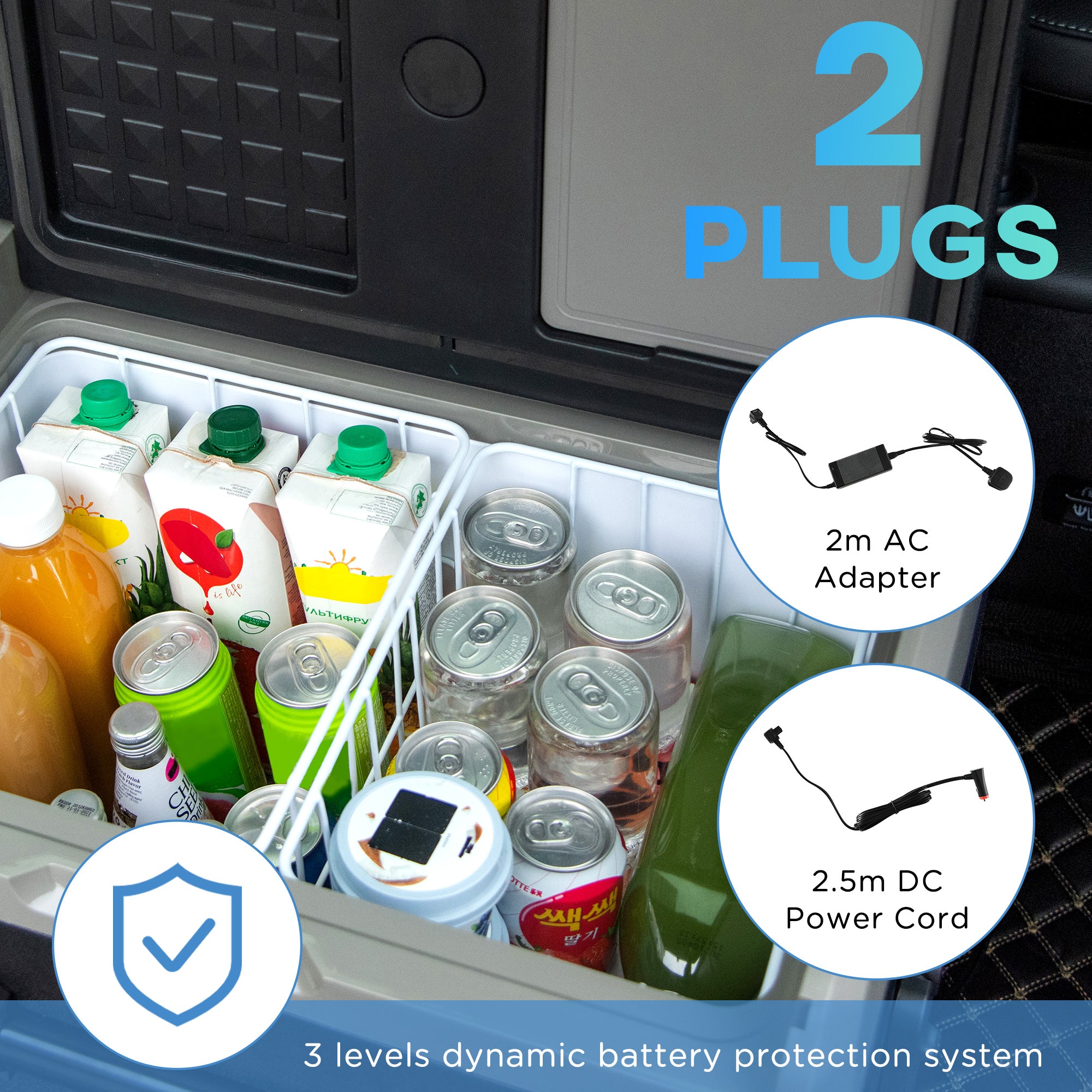 Outsunny 40L Car Refrigerator, Portable Compressor Cooler Box, Fridge Freezer w/ Inner LED Light, Foldable Handles, Cup Holders, 12/24V DC and 110-240V AC for Campervan RV Boat Travel Down to -20\'e2\'84\'83