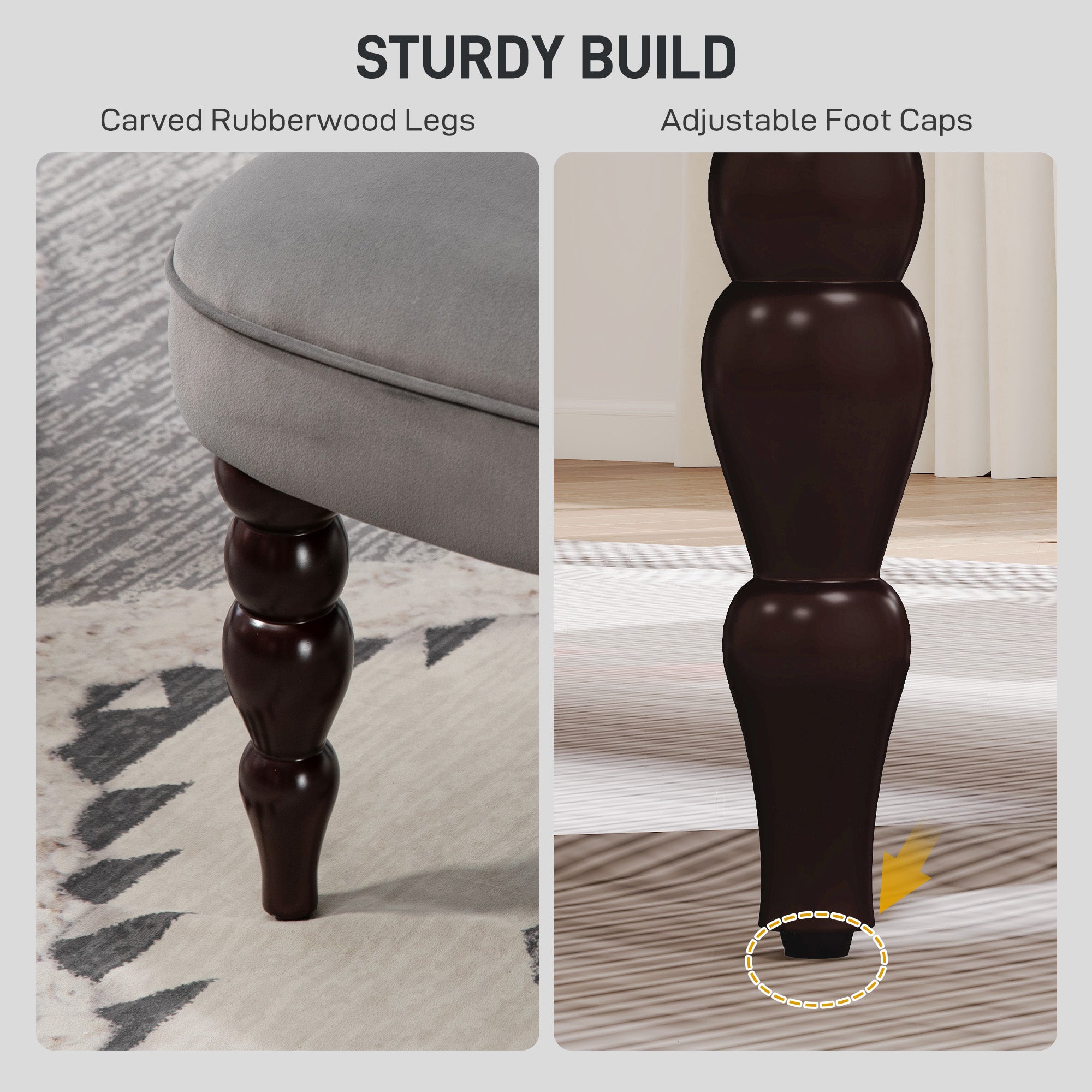 HOMCOM Velvet 2 Seater Sofa, Button Tufted Wingback Loveseat with Rubber Wood Legs for Living Room, Bedroom, Charcoal Grey