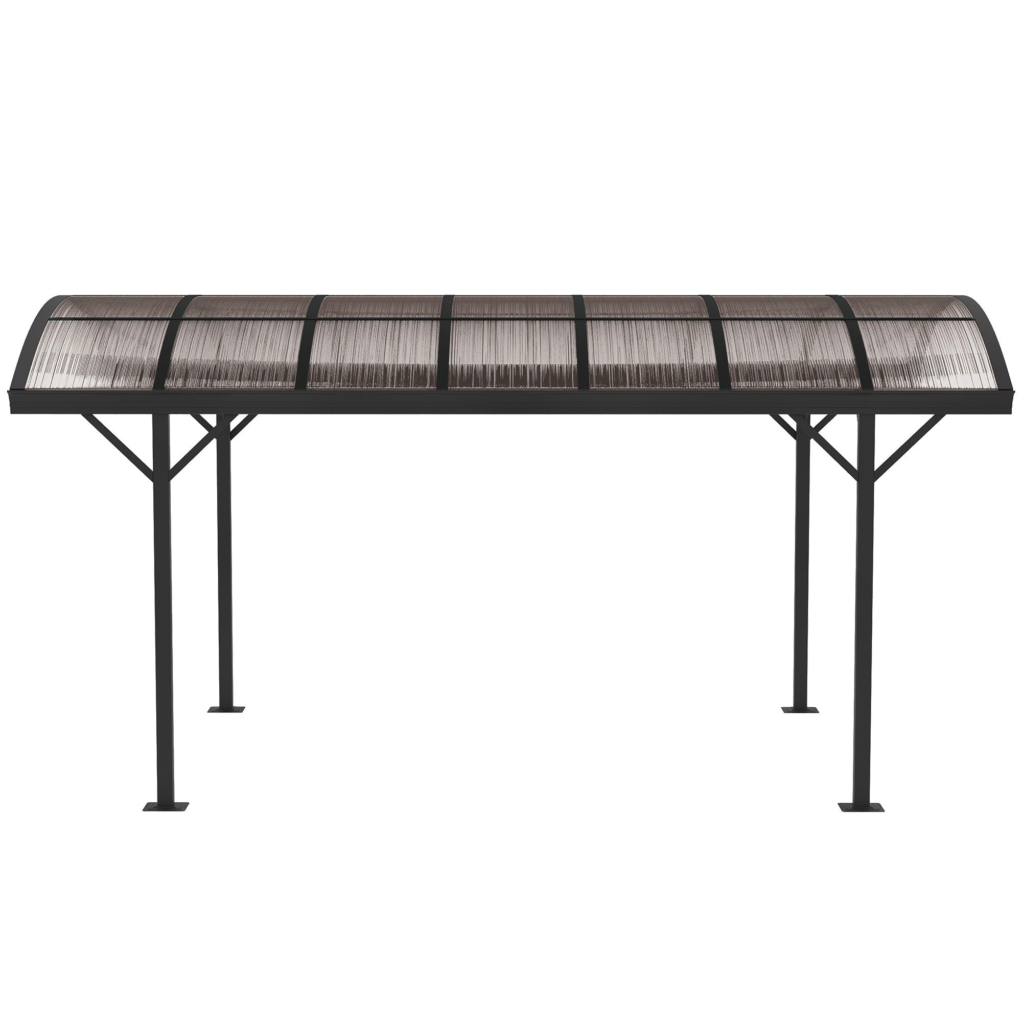Outsunny 5 x 3(m) Hardtop Gazebo Aluminium Pavilion Carport Garden Shelter Pergola with Polycarbonate Roof, Brown