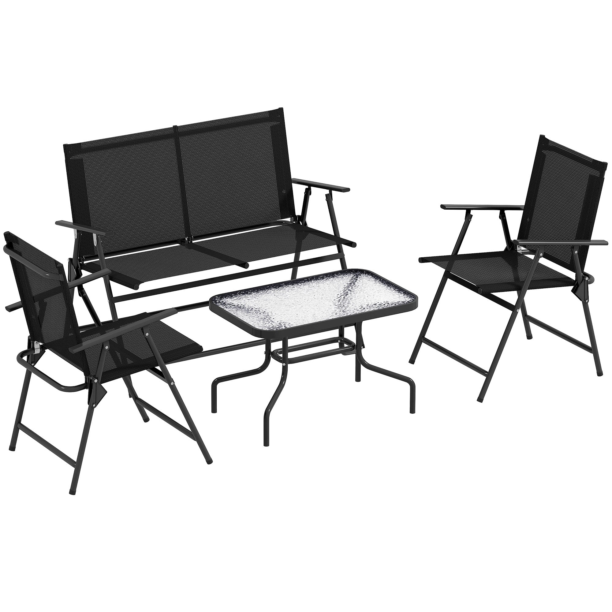 Outsunny 4 Pieces Patio Furniture Set - Black