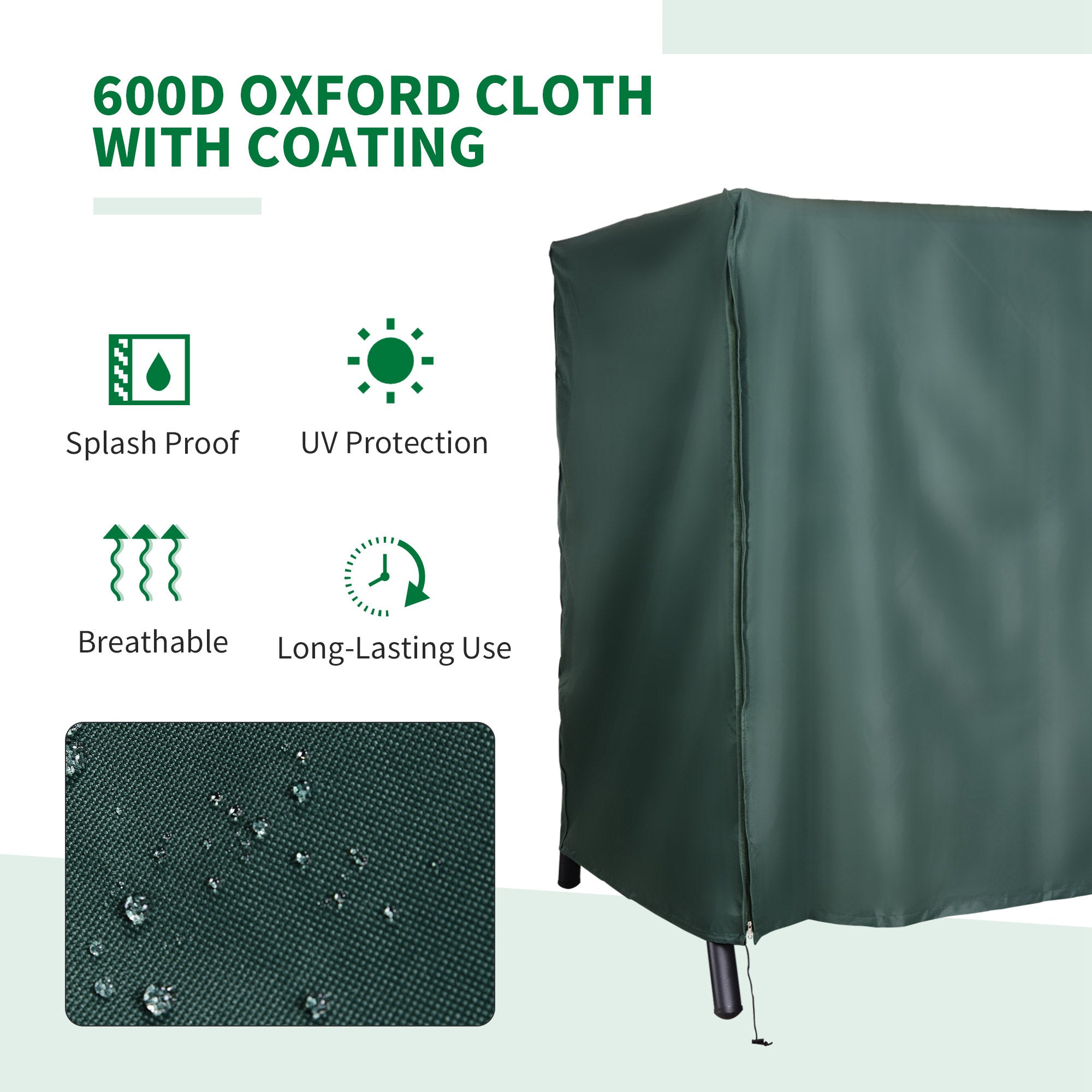 Outsunny 152 x 177cm Three-Seater Swing Chair Protective Cover Green