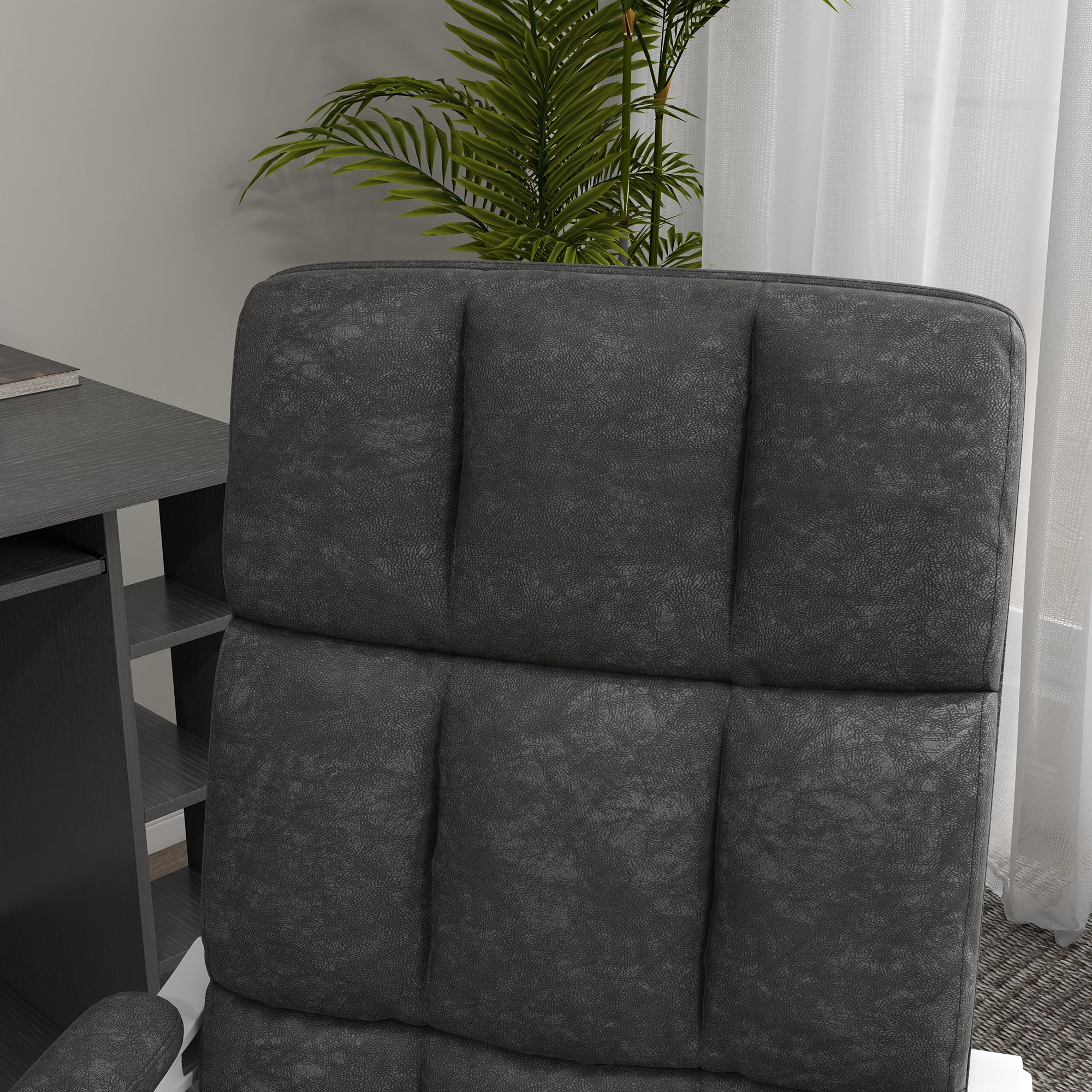 Vinsetto Massage Office Chair, Ergonomic Desk Chair, Comfy Work Study Chair with Heat, Padded Seat, 135\'c2\'b0 Reclining Back and Footrest for Home Office, Charcoal Grey