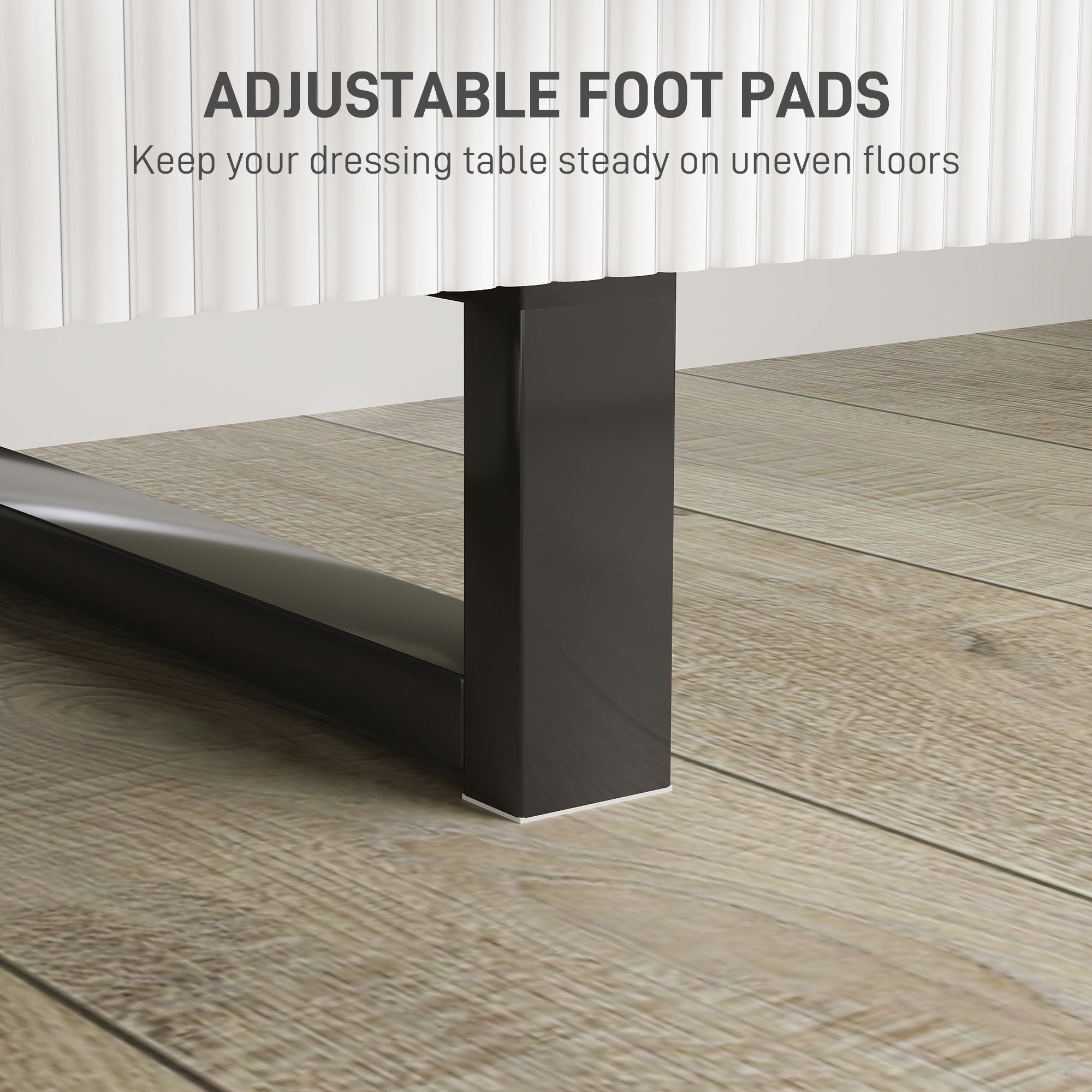 HOMCOM LED Lighted Dressing Table with Leaf Shape Mirror, Modern Vanity Desk with 5 Drawers, Makeup Desk with Fluted Panels, White