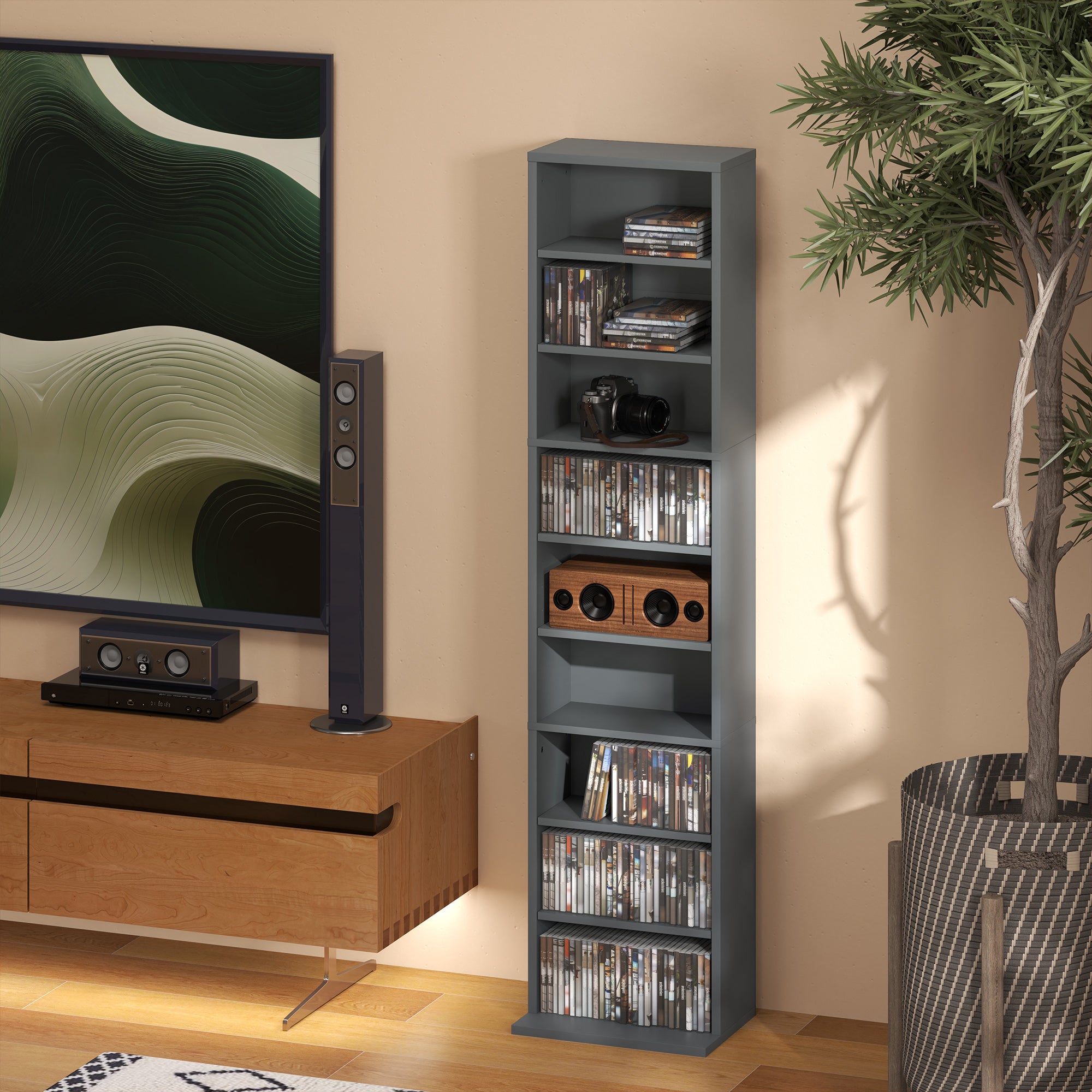 HOMCOM 260 Narrow CD Storage Unit - Grey