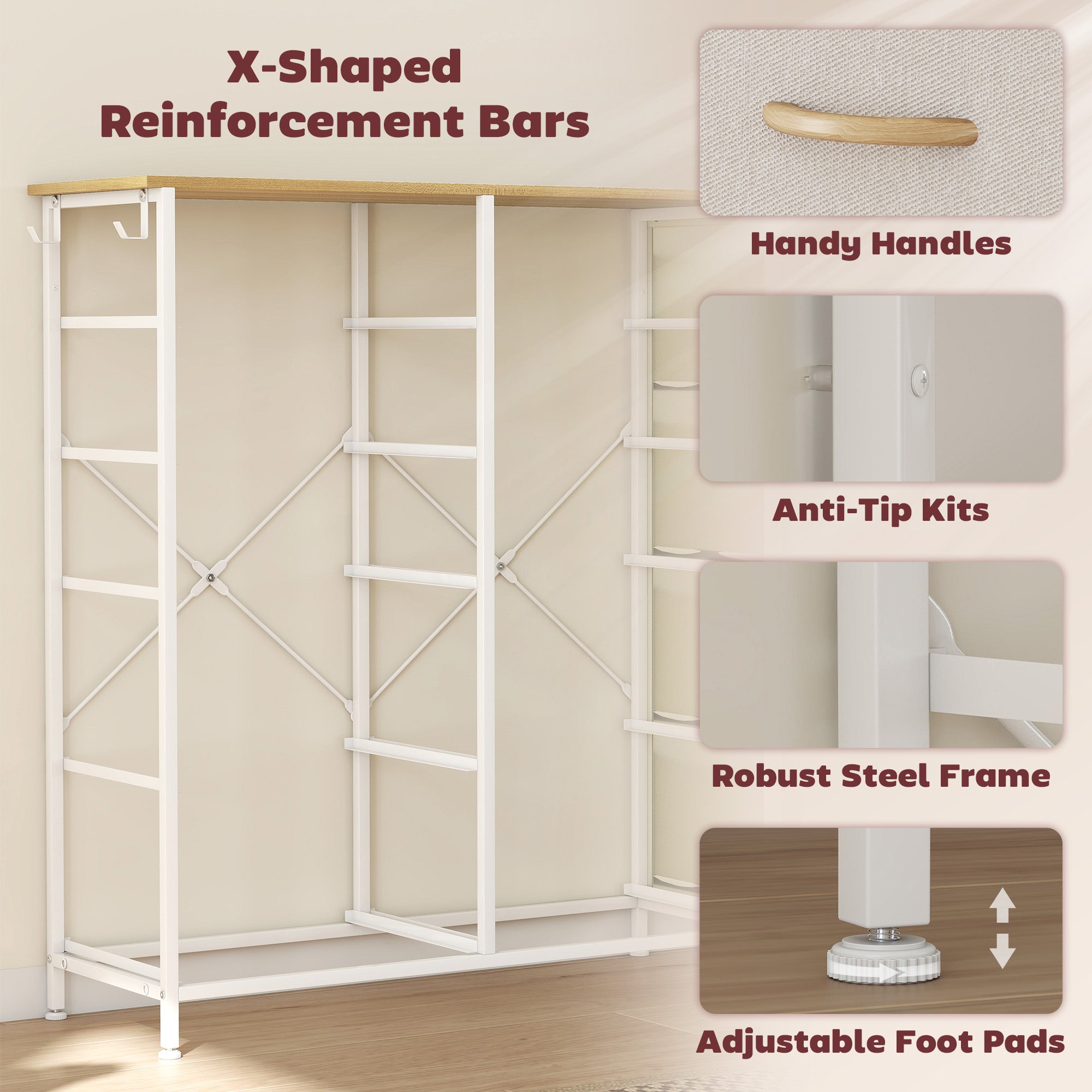 HOMCOM Chest of Ten Fabric Drawers - Beige