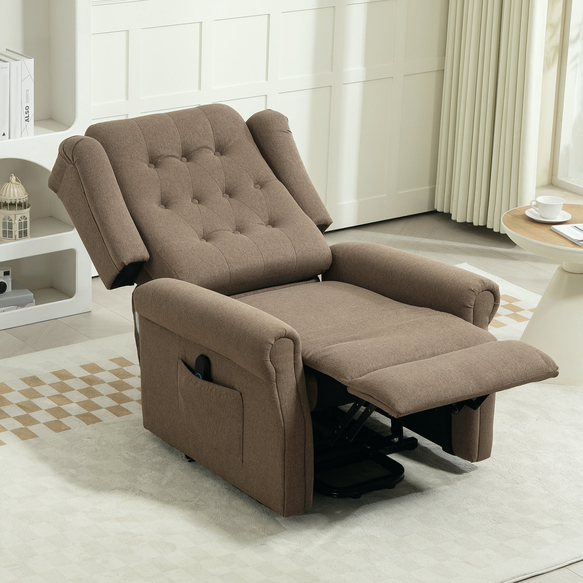 HOMCOM 45\'c2\'b0 Lifting Riser and Recliner Armchair - Dark Brown
