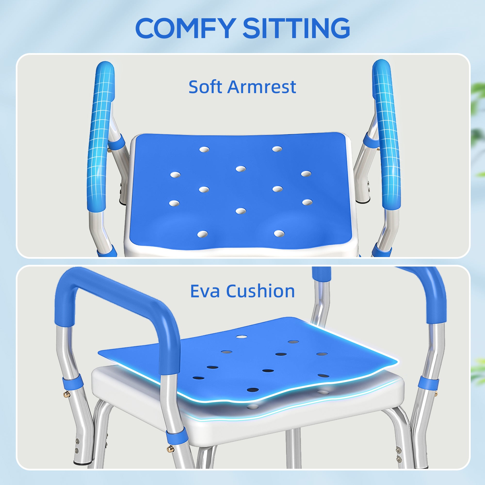 HOMCOM 57-69cm Aluminium Frame Bath Seat