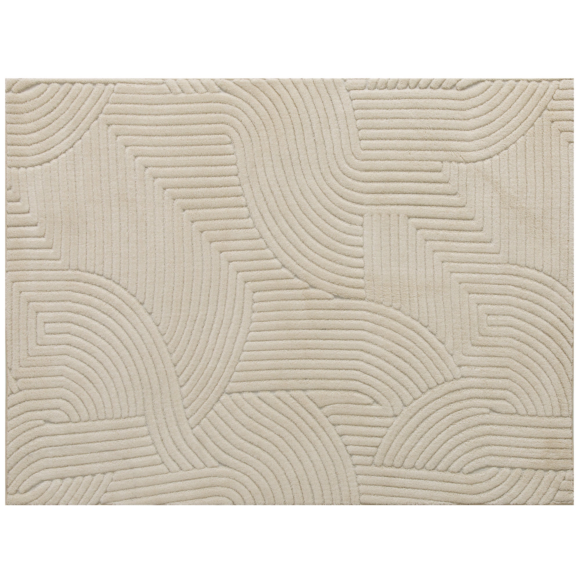 HOMCOM Modern Geometric Rug, Thick Plush, Non-Slip, 200 x 140 cm – Cream, Living Room/Bedroom/Office