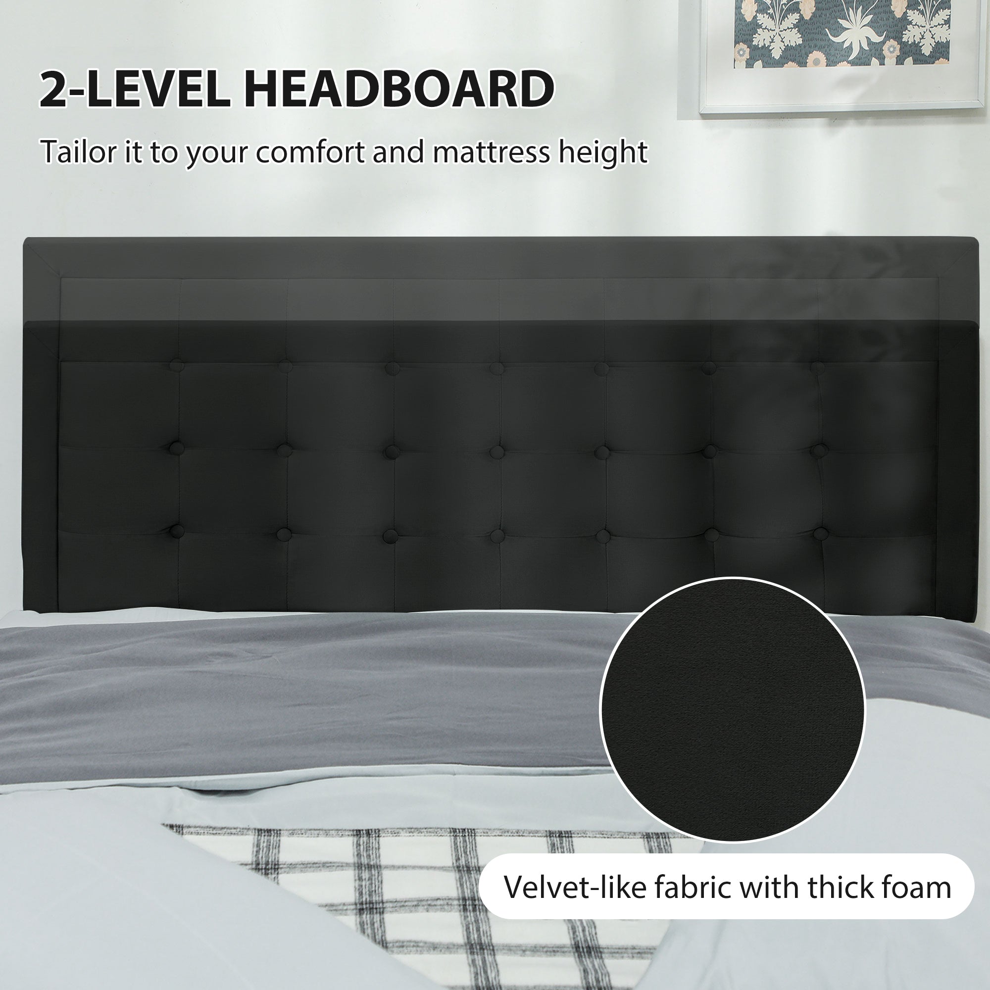 HOMCOM Double Ottoman Bed Frame, with Front Drawer - Black