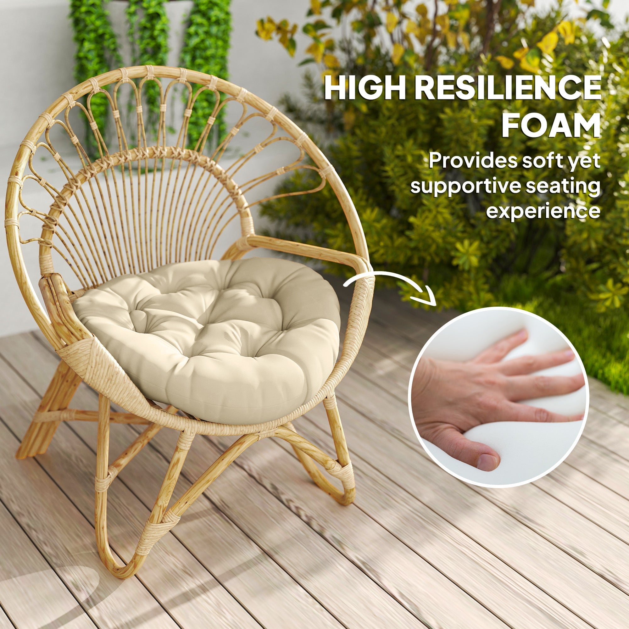 Outsunny Set of Two Φ60cm Outdoor Cushions - Beige