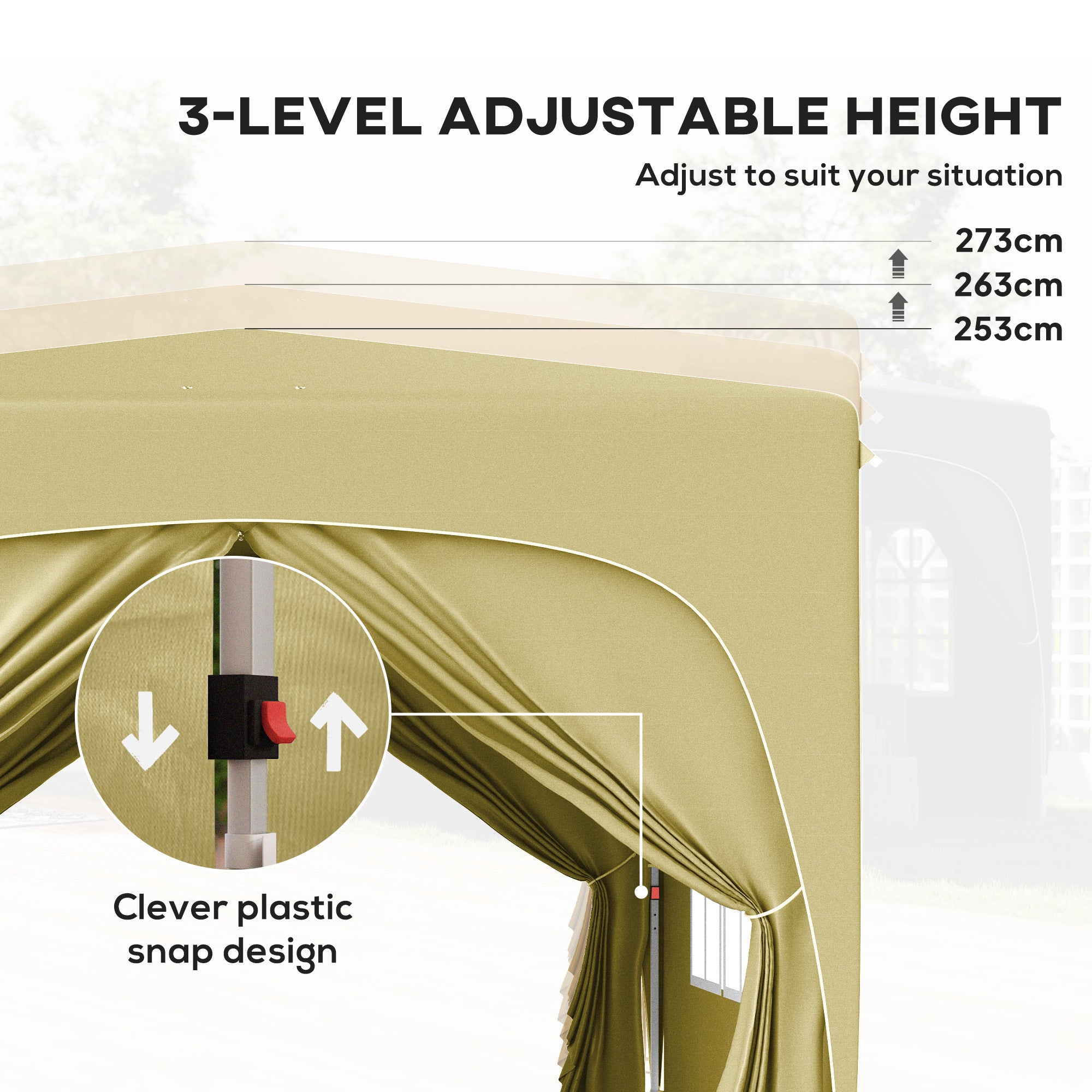 Outsunny 3 x 3m Pop-Up Gazebo Shelter, with Accessories - Sand