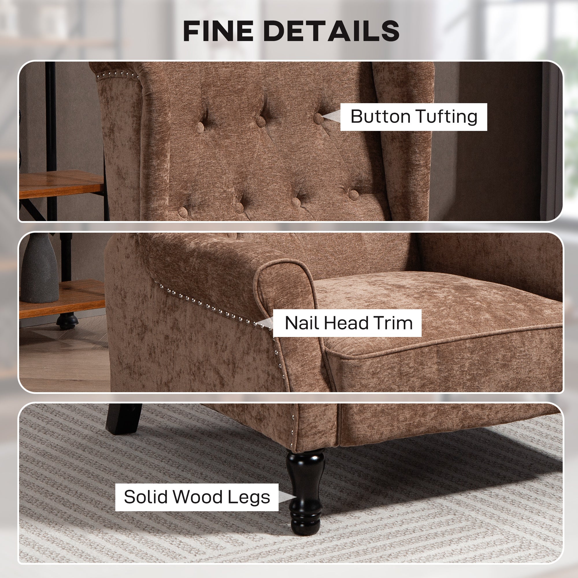 HOMCOM 150° Reclining Vintage Armchair, with footrest - Brown