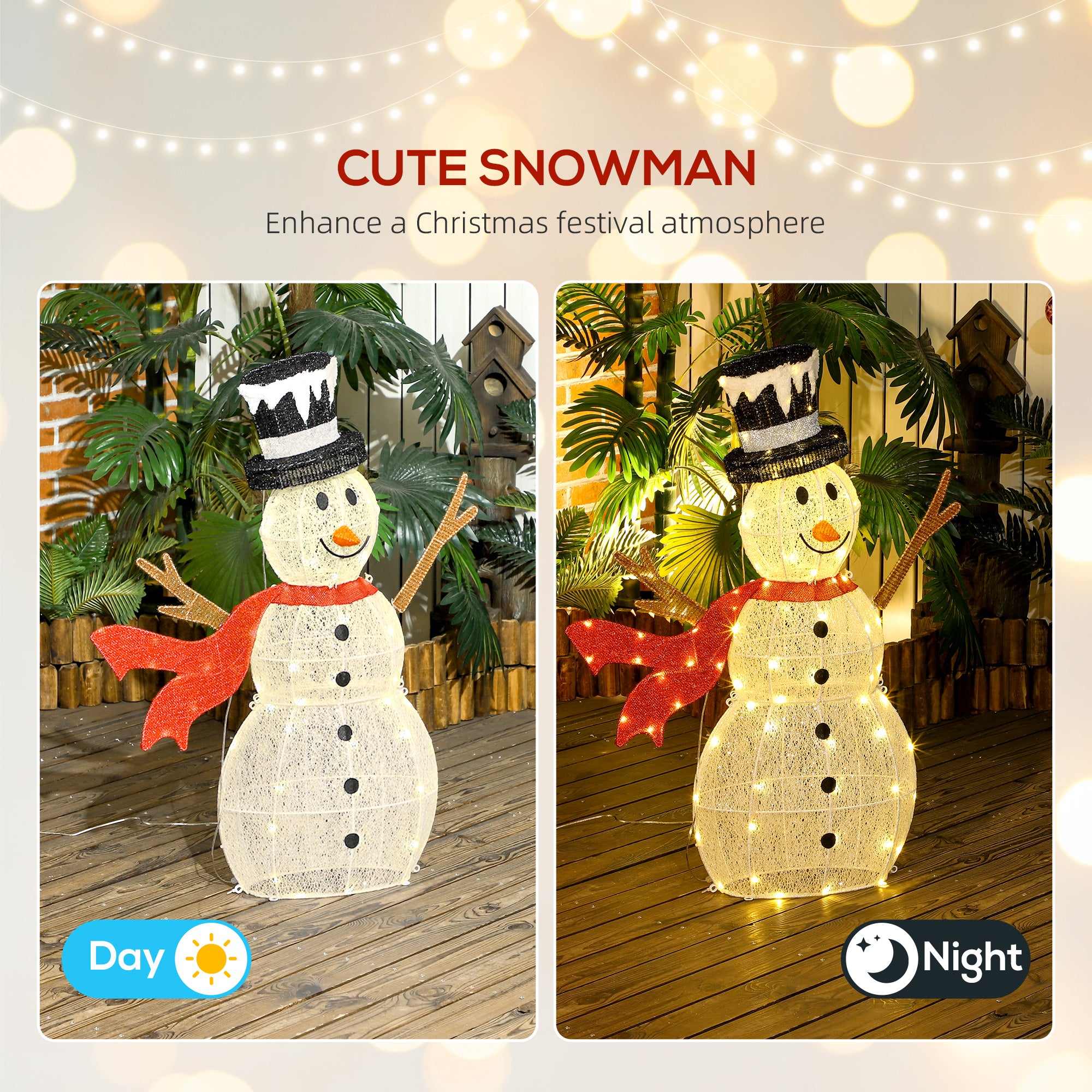 Outsunny 3ft 78 LED Light Outdoor Snowman Decoration, with Accessories