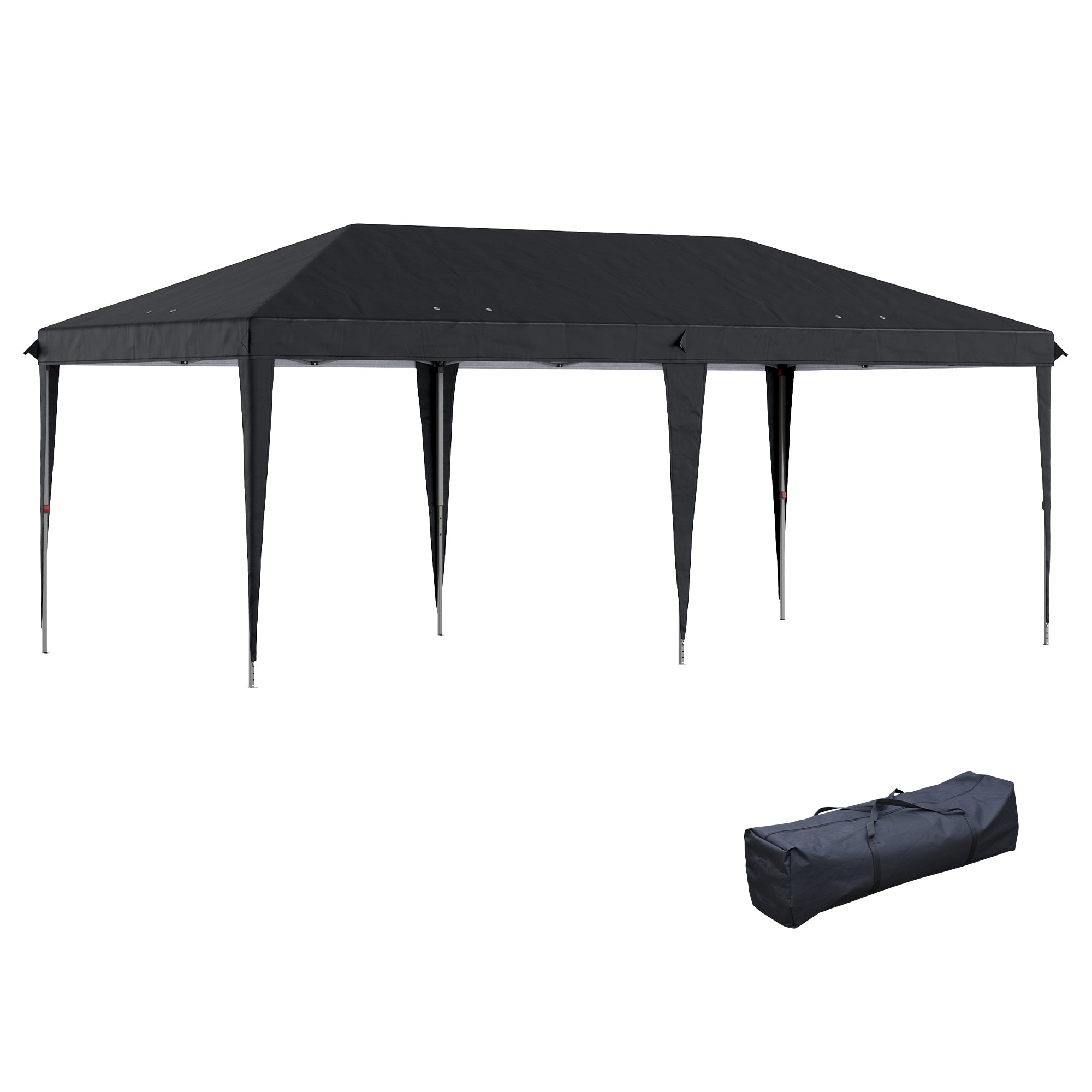 Outsunny Pop Up Gazebo, Double Roof Foldable Canopy Tent, Height Adjustable Wedding Awning Canopy w/ Carrying Bag, 6 m x 3 m x 2.65 m, Black