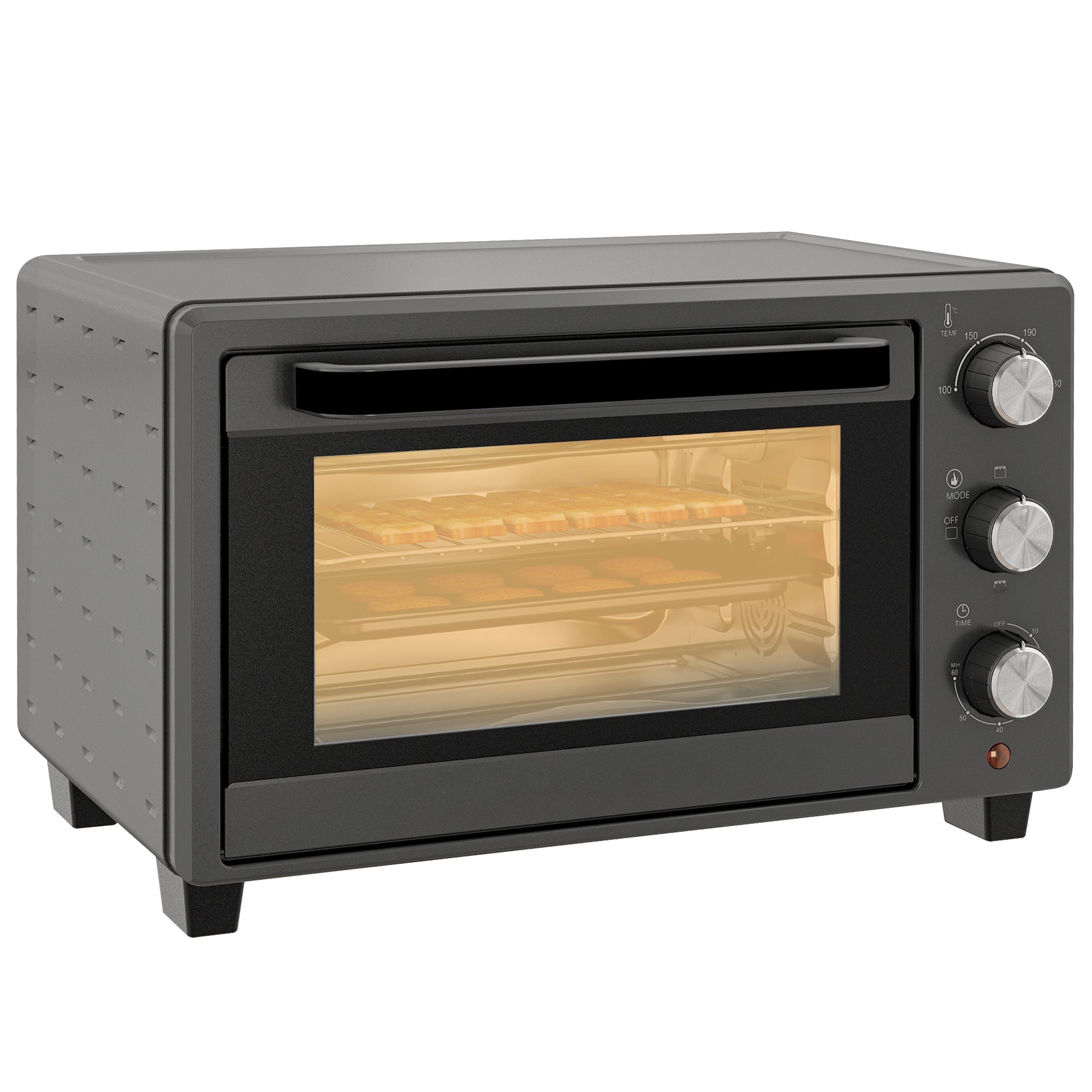HOMCOM 21L Mini Countertop Oven, 100\'c2\'b0C-230\'c2\'b0C Adjustable Temp - Grey