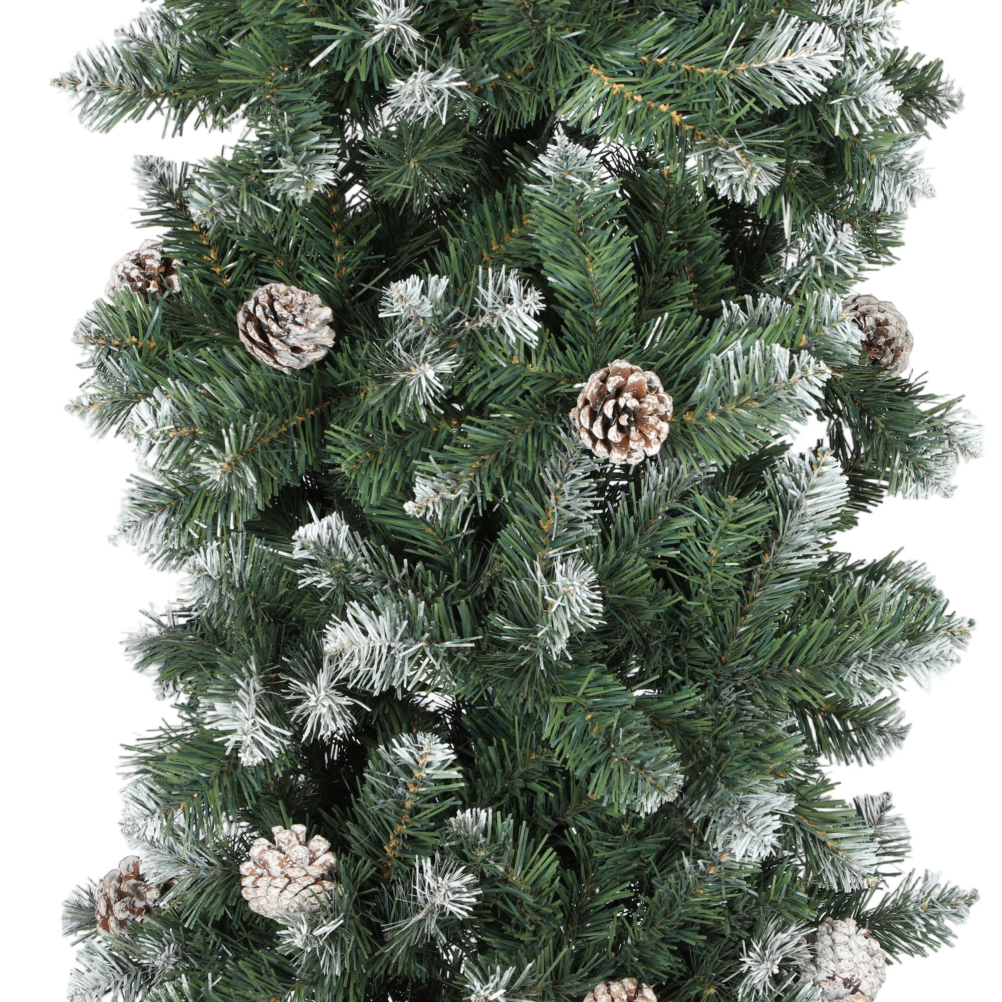 HOMCOM 8.2 ft Snow Frosted Christmas Tree Arch, Christmas Arch Doorway Decor with 1800 Tips and 91 Pinecones, Artificial Xmas Tree with Metal Stand for Indoor, Green
