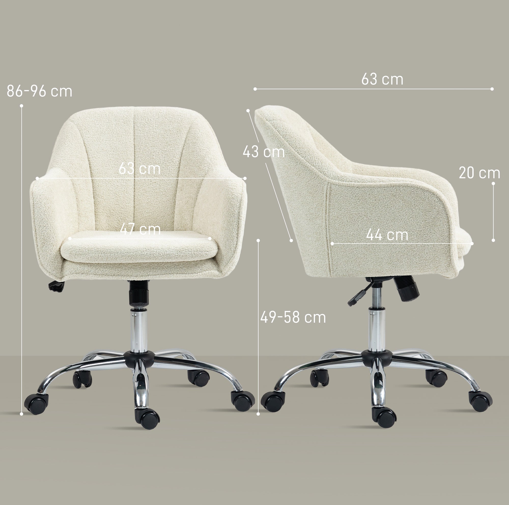 HOMCOM Velvet-Feel Office Chair - Beige