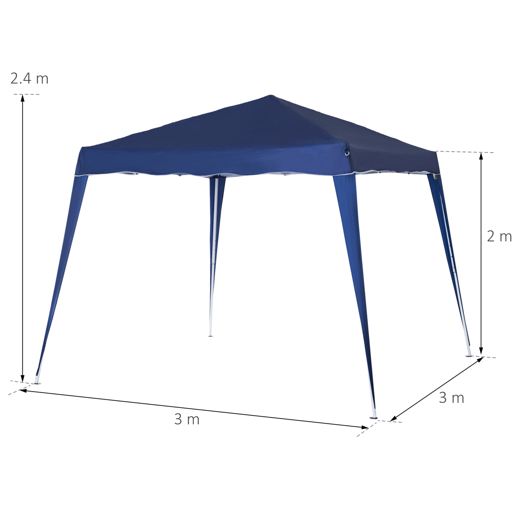 Outsunny 3 M x 3 M Base/ 2.5 M x 2.5 M Top Pop Up Gazebo with Carry Bag, Height Adjustable Slant Leg Party Tent Instant Event Shelter for Garden, Patio