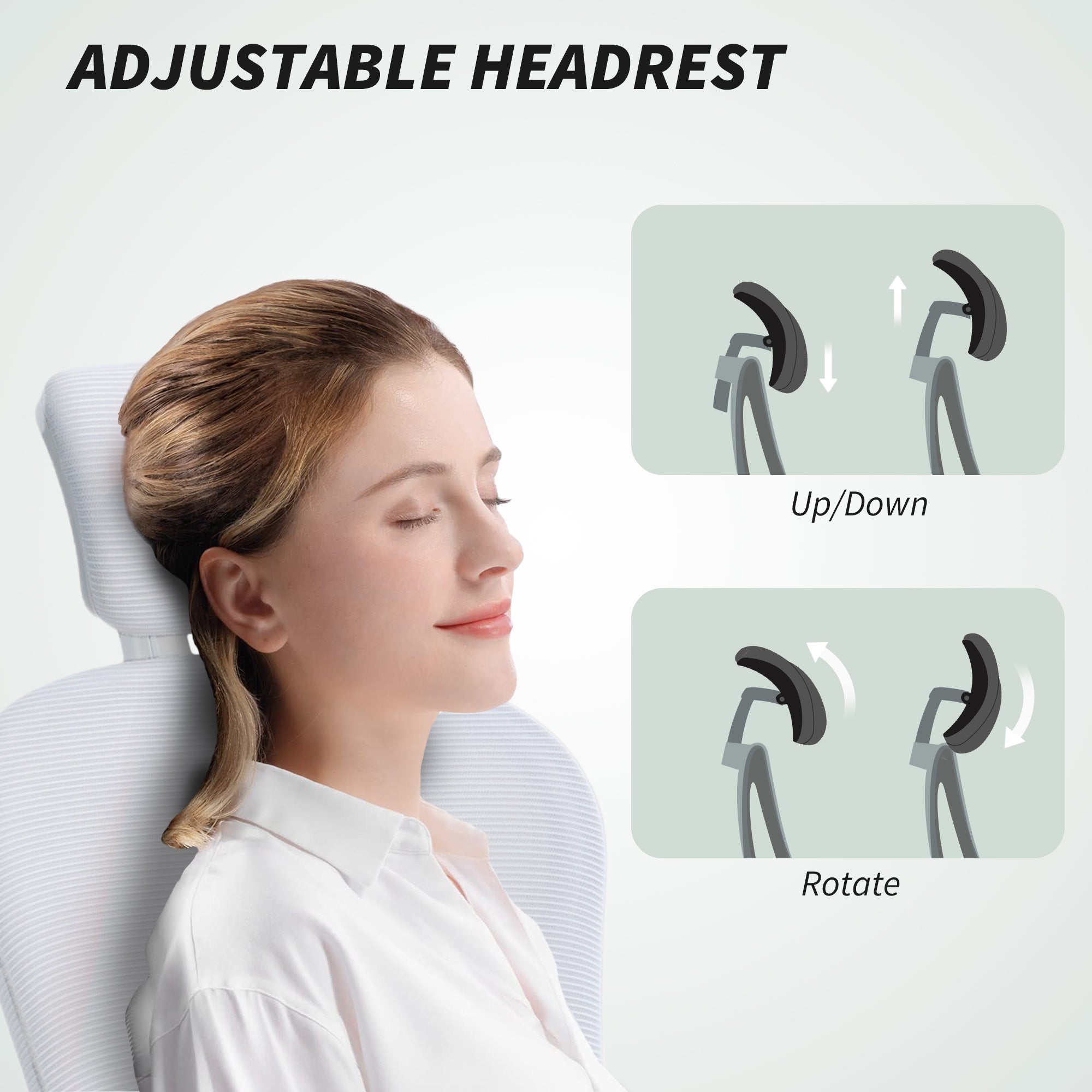 Vinsetto Multi-Adjustable Office Chair, with Lumbar Support, Headrest and Mesh Back - White