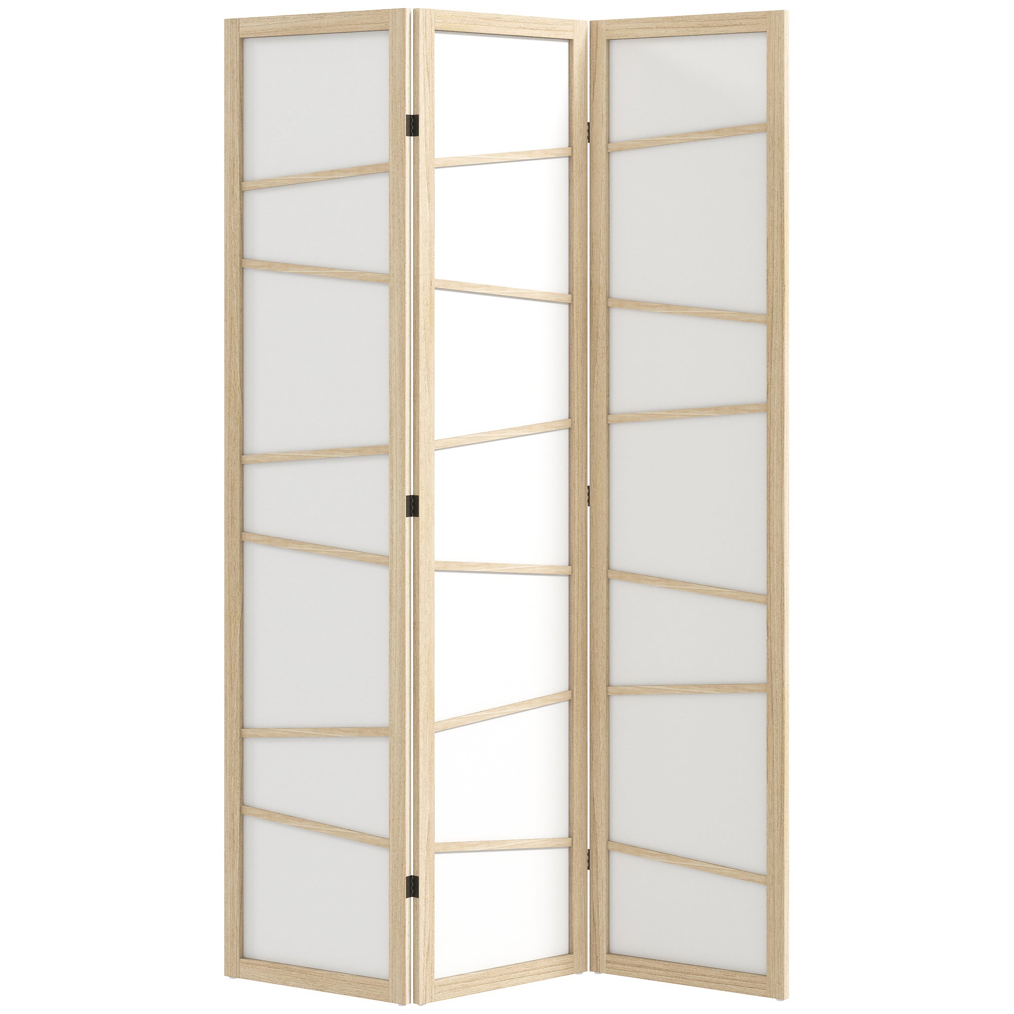HOMCOM Wooden Folding Privacy Screen, 3 Panel Room Divider for Bedroom, Natural Wood Finish