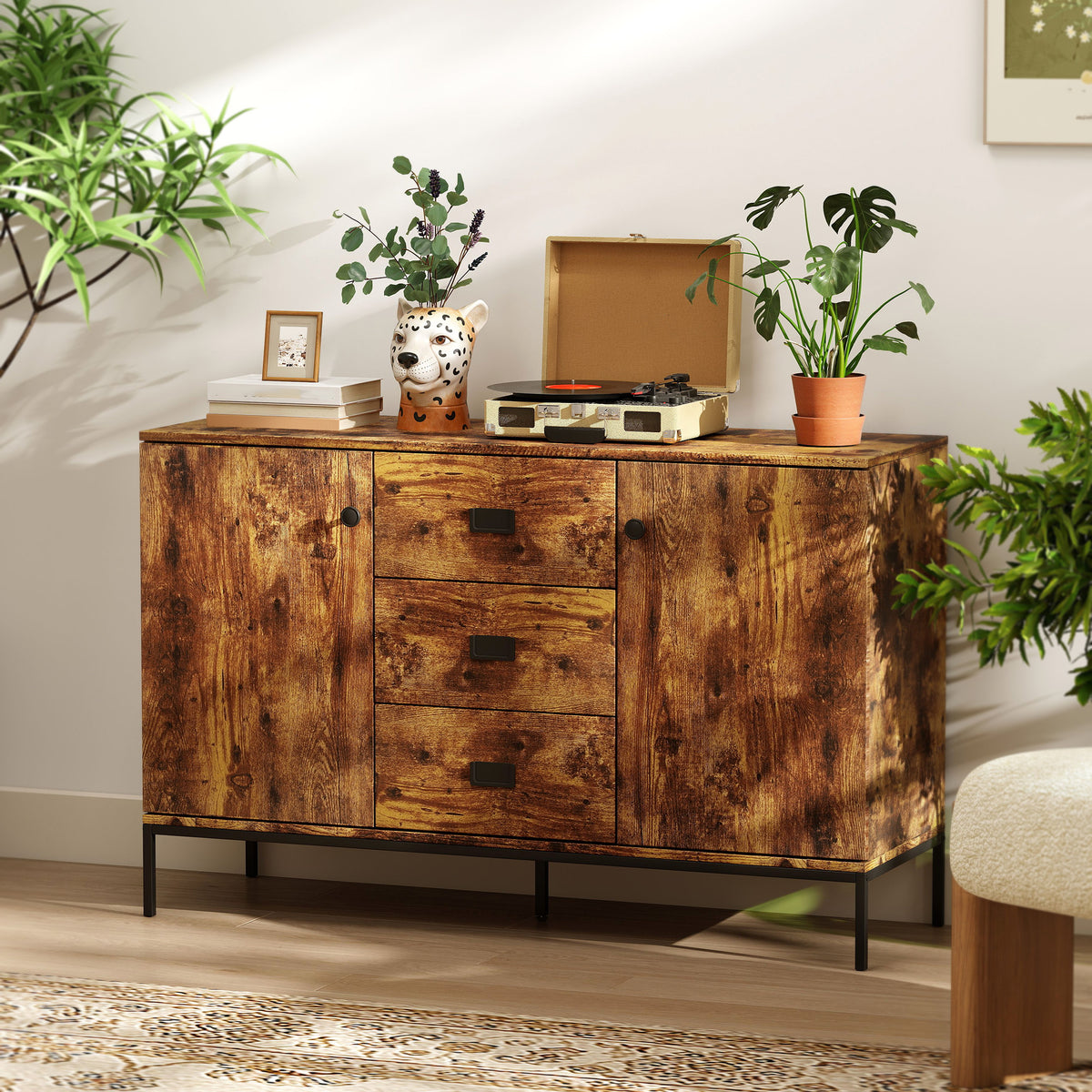 HOMCOM Modern Rustic Brown Sideboard