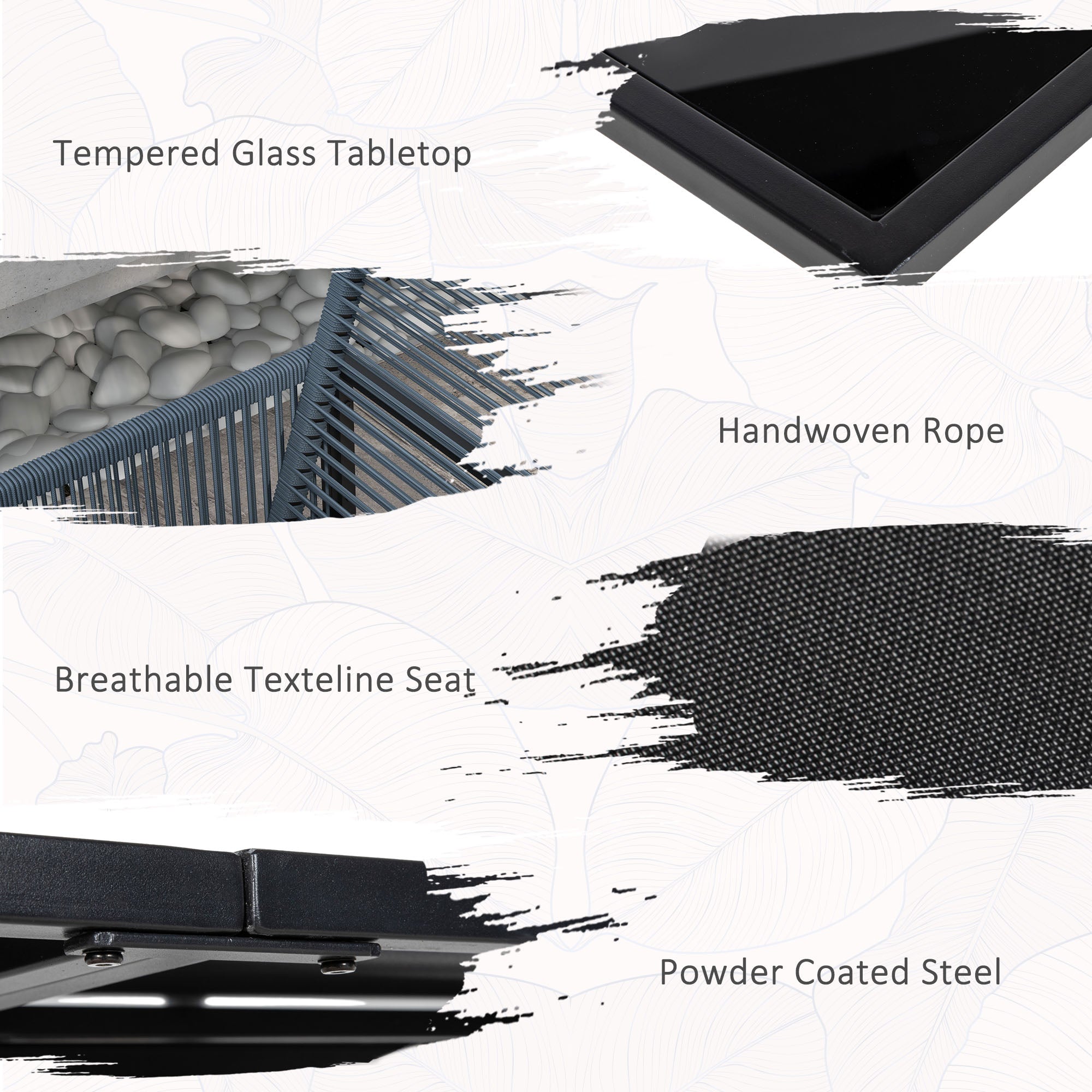 Outsunny Five-Piece Metal Dining Set, with Folding Back Chairs, Dark Grey