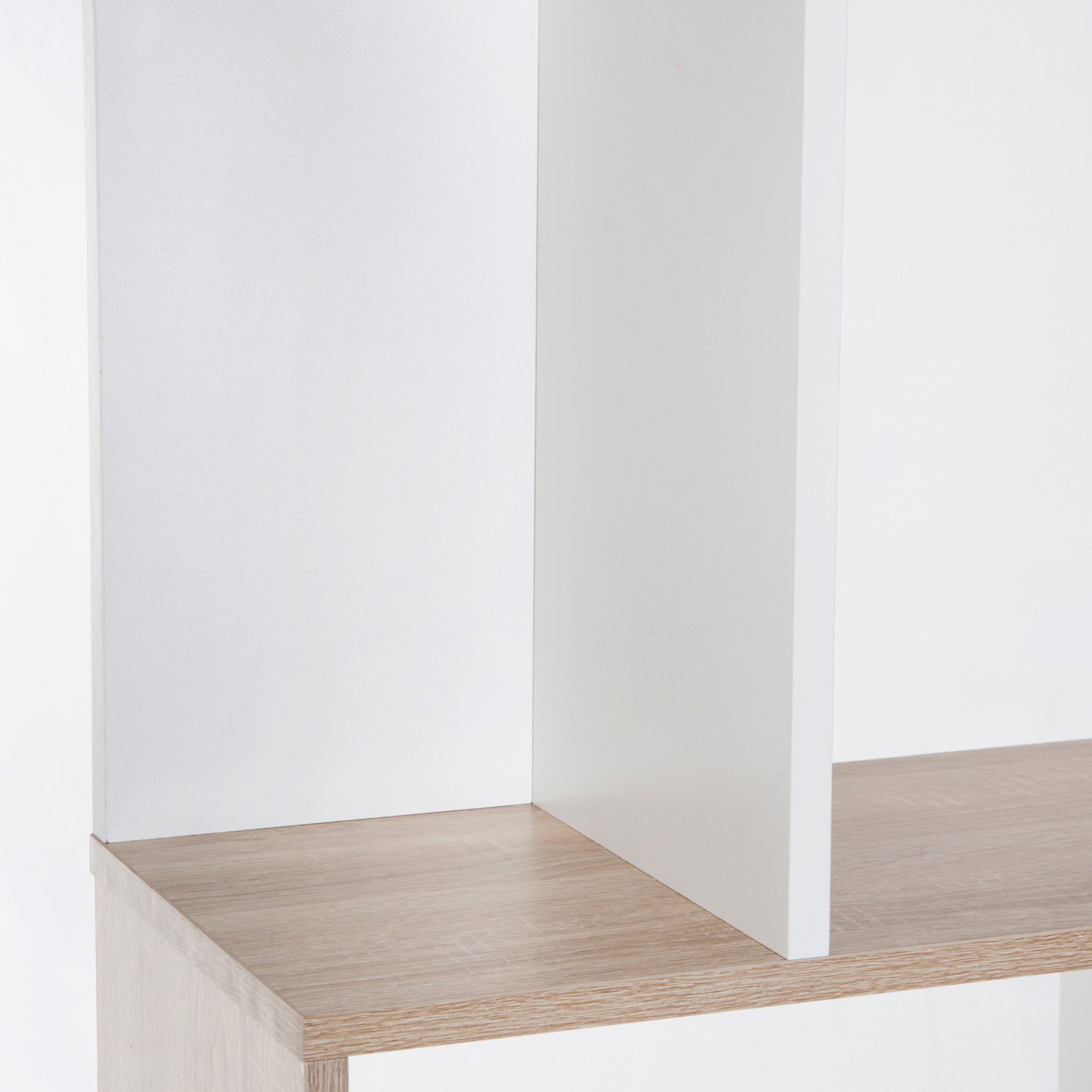 HOMCOM 5-tier Bookcase Storage Display Shelving S Shape design Unit Divider Natural