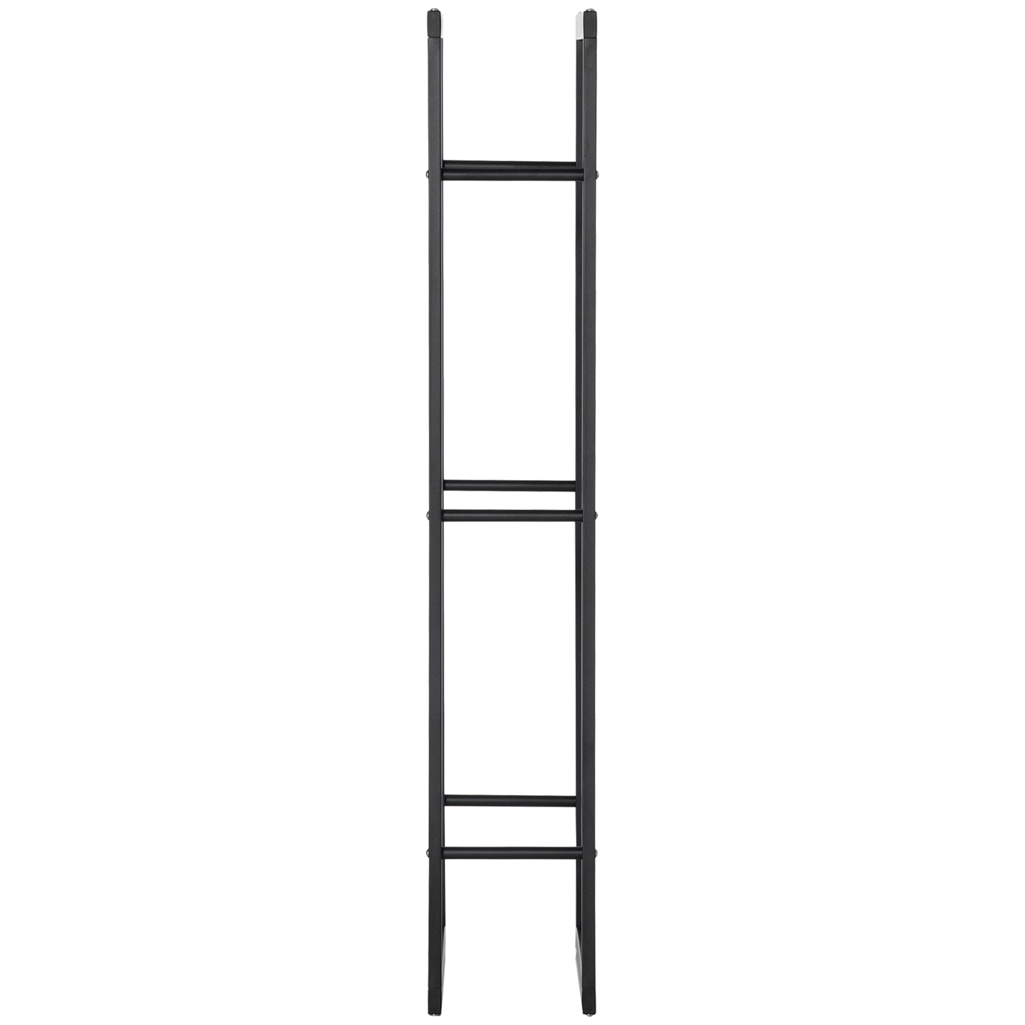 HOMCOM Metal Firewood Log Holder Tall Firewood Rack Indoor Outdoor Fireplace Wood Storage Shelf, Black, 60Wx25Dx150Hcm