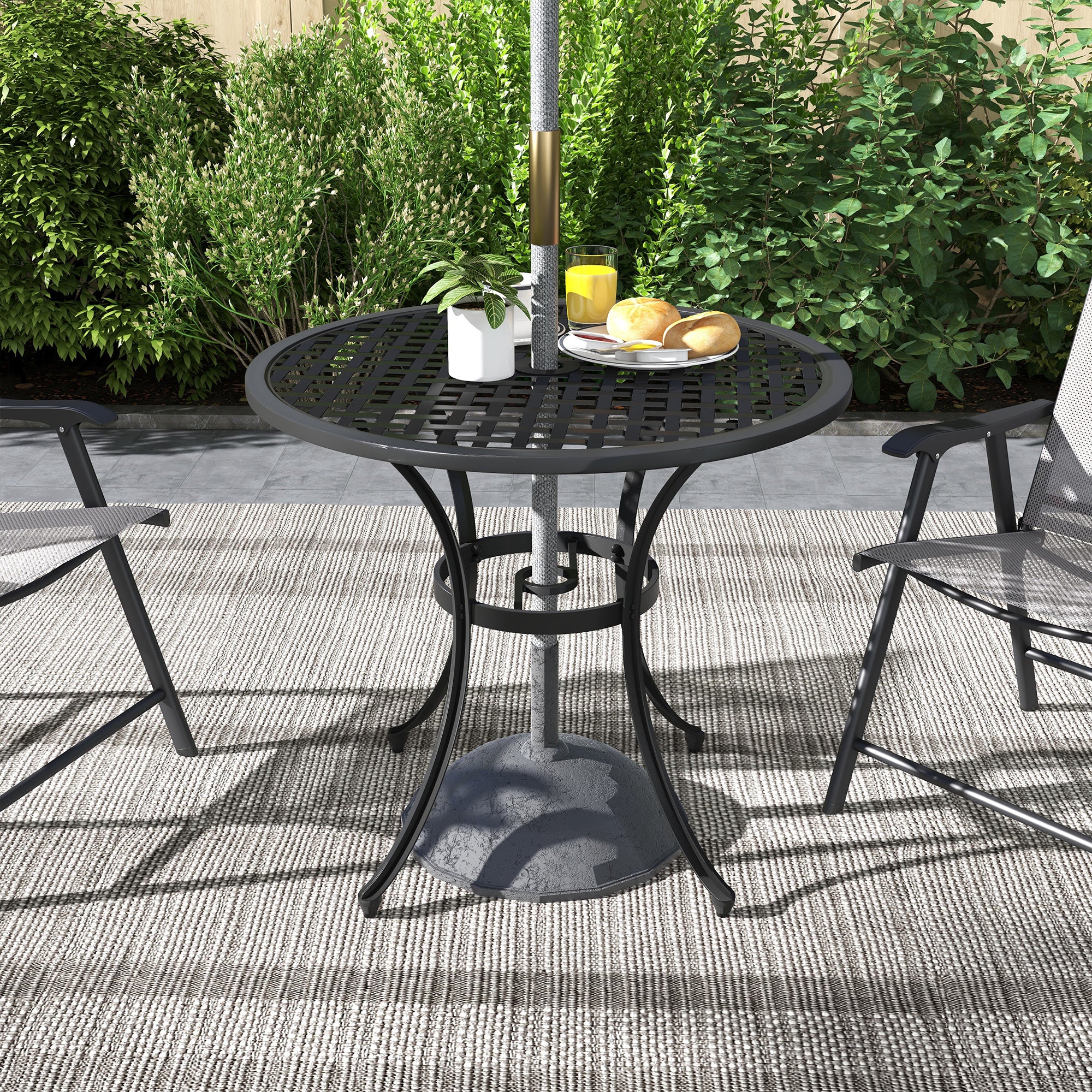 Outsunny Round Aluminium Table, with \'e2\'8c\'8050mm Parasol Hole