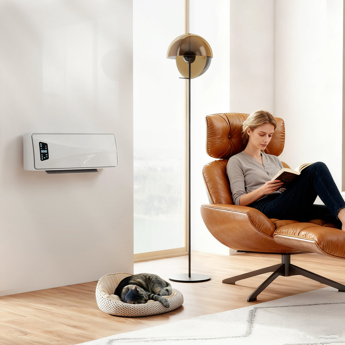 HOMCOM 2000W PTC Ceramic Fan Heater, Wall Mounted, 30° Oscillation, 54L x 18.7W x 14.5H cm - White