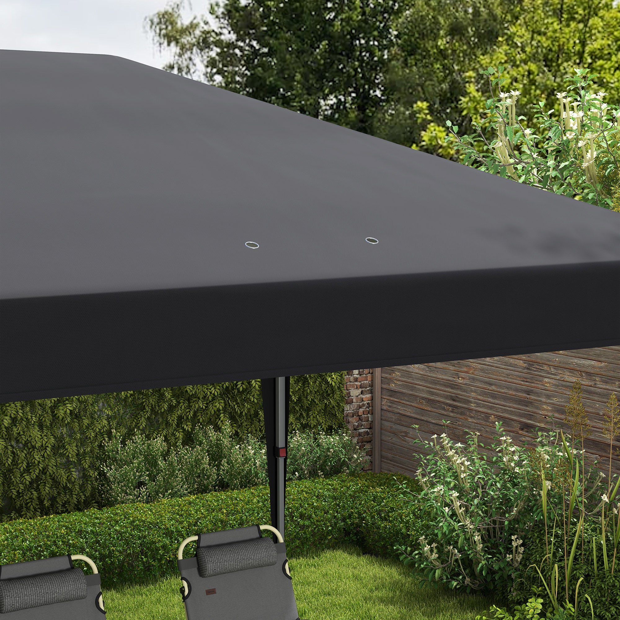 Outsunny Pop Up Gazebo, Double Roof Foldable Canopy Tent, Height Adjustable Wedding Awning Canopy w/ Carrying Bag, 6 m x 3 m x 2.65 m, Black