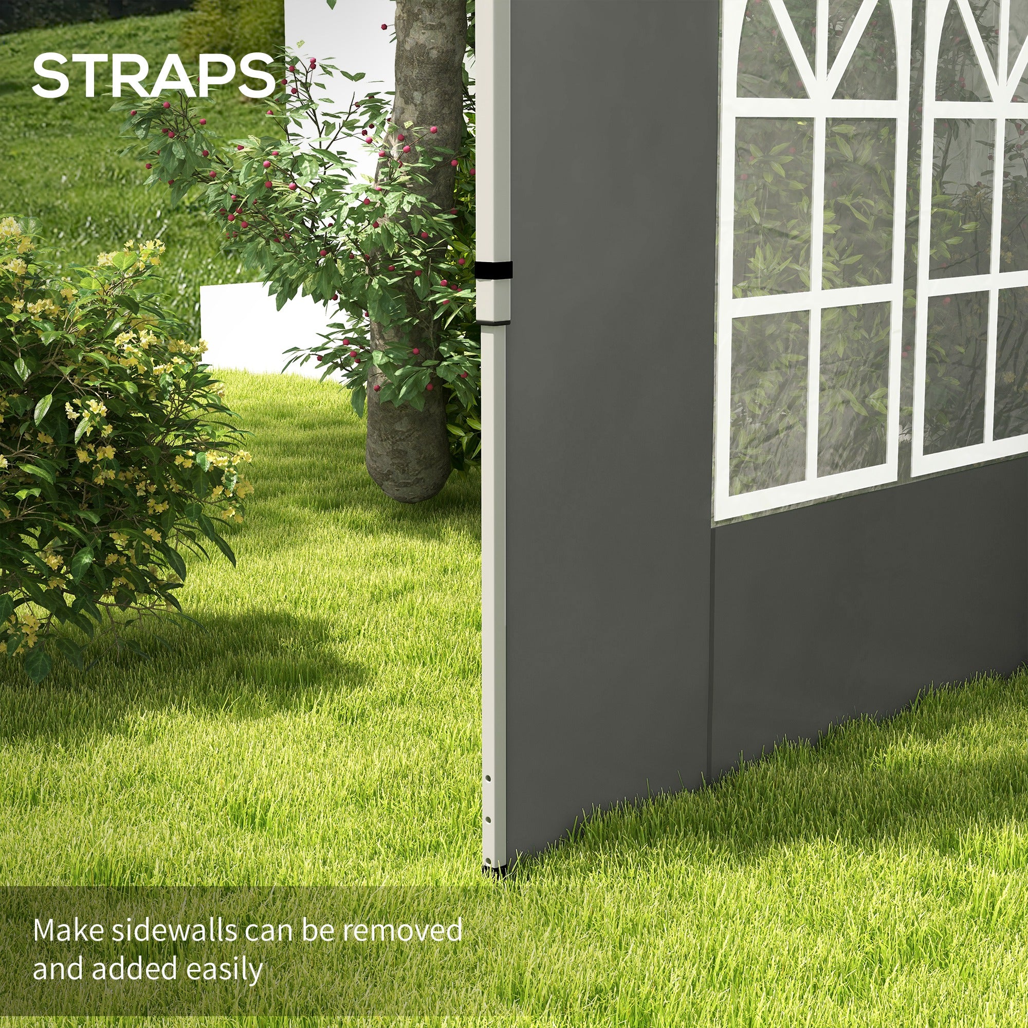 Outsunny Gazebo Side Panels, Sides Replacement with Window for 3x3(m) or 3x4m Pop Up Gazebo, 2 Pack, Dark Grey