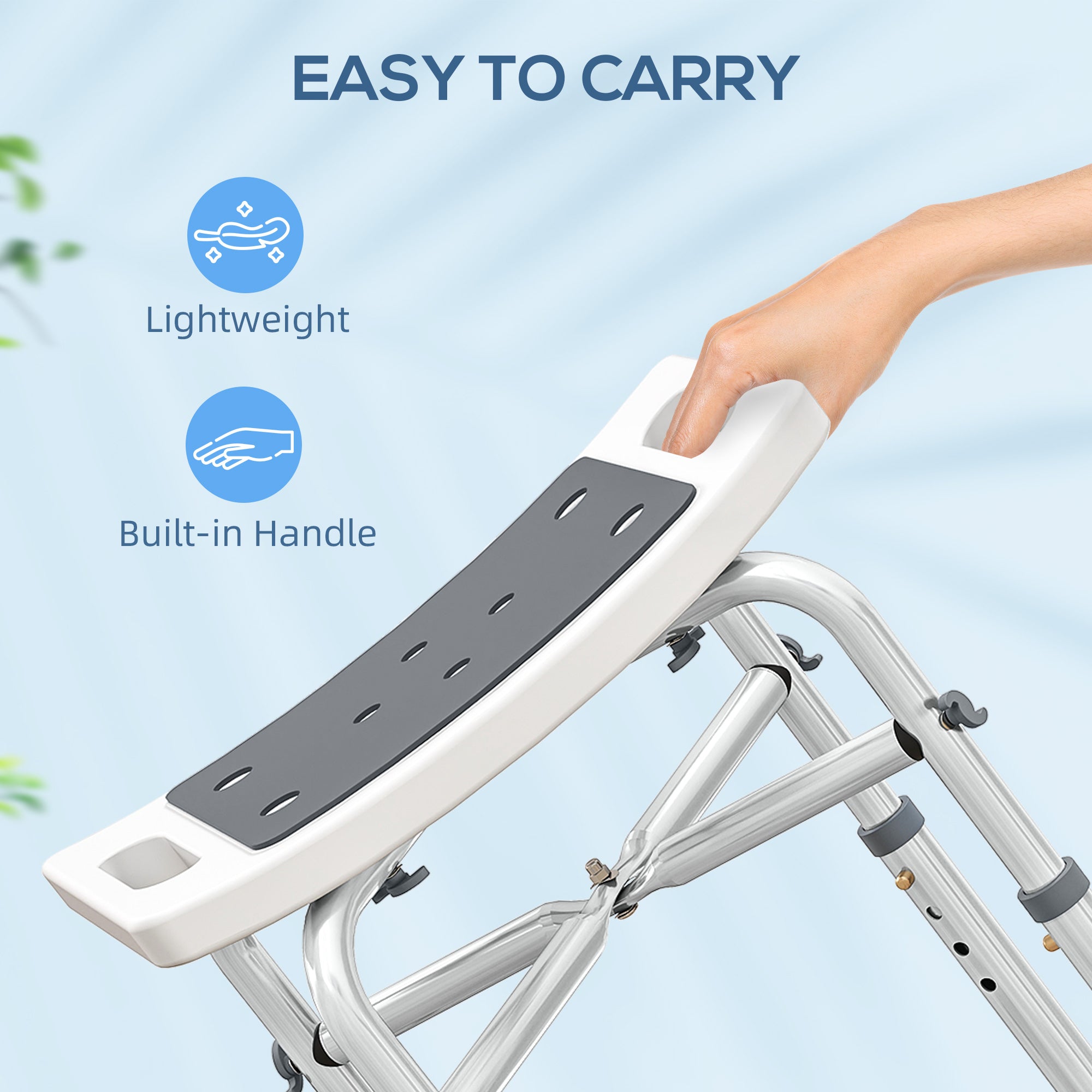 HOMCOM 44-51.5cm Aluminium Frame Shower/Bath Stool - Grey