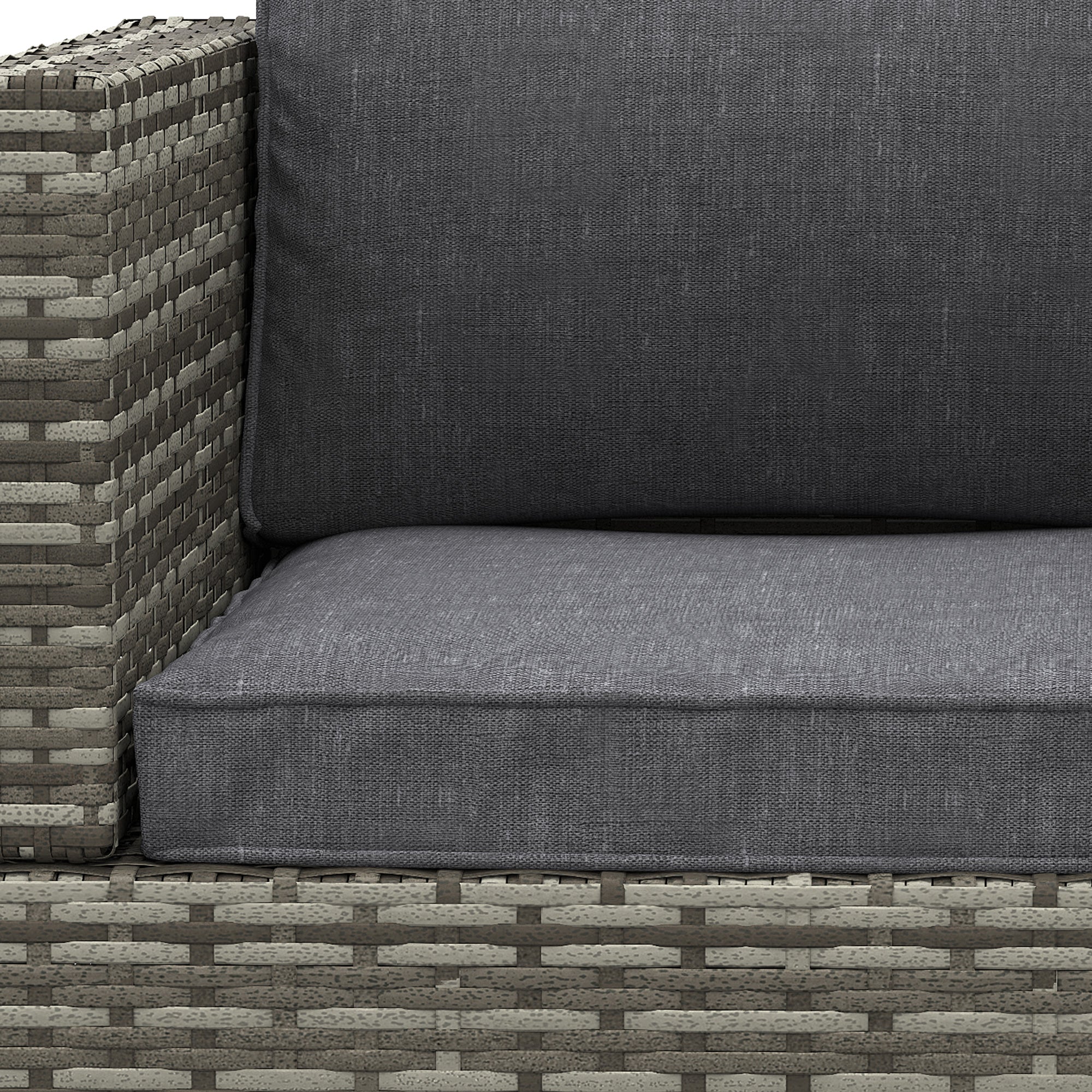 Outsunny Single Rattan Garden Chair, PE Wicker Garden Armchair with Cushions, Outdoor Rattan Chair with Armrests and Steel Frame for Conservatory, Porch, Patio, Balcony, Dark Grey