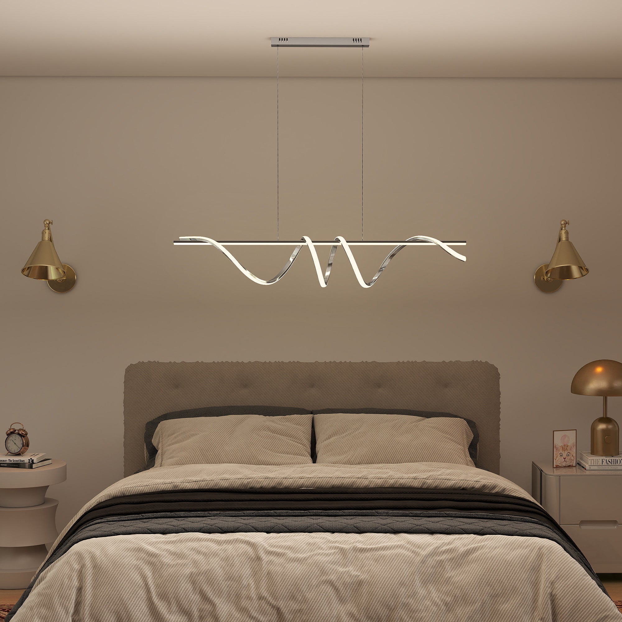 HOMCOM Pendant Light with 3 Colour Temperatures - Silver Tone