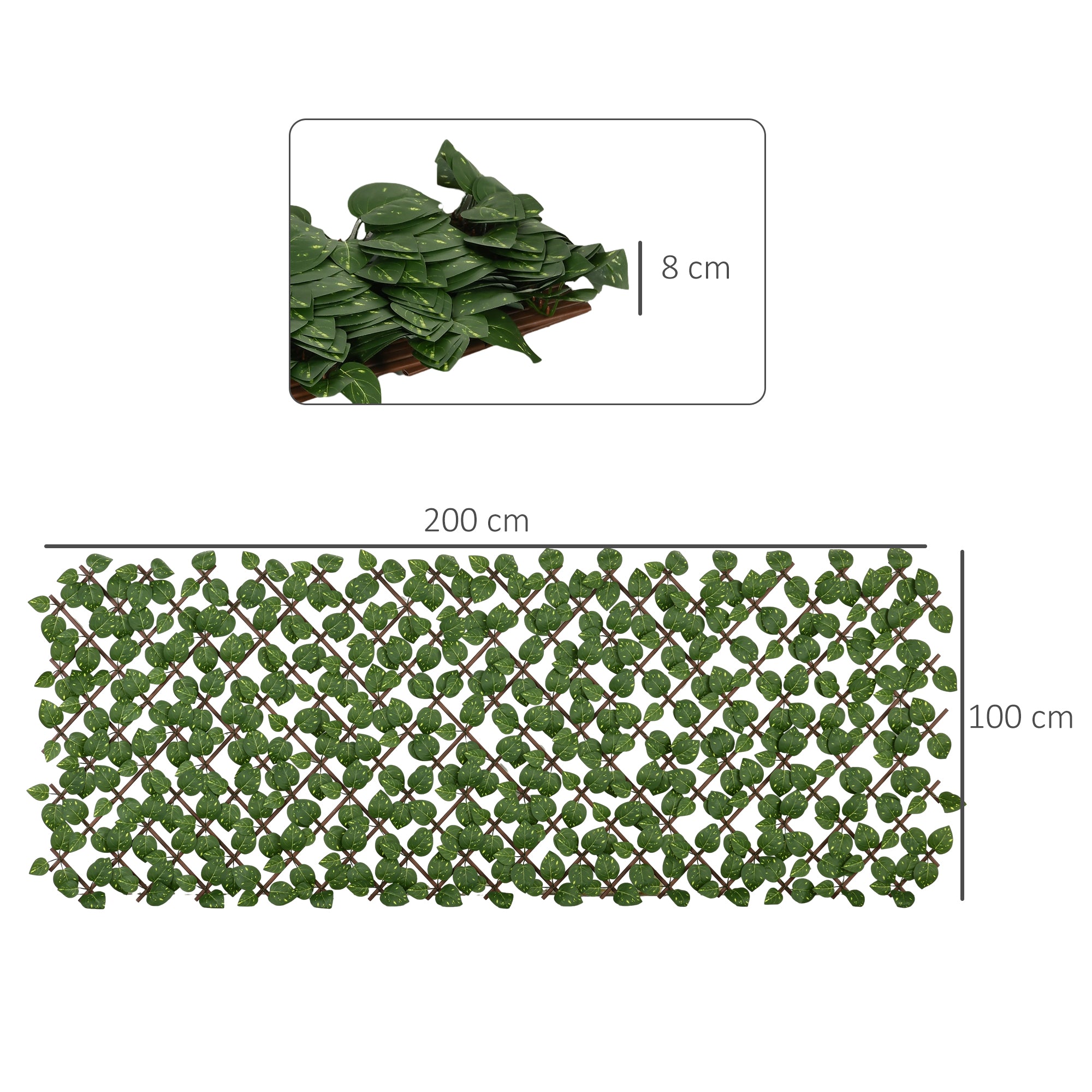 Outsunny Set of 2 Expandable Artificial Trellis Hedges – Realistic Leaf Privacy Screen, 2 x 1 m
