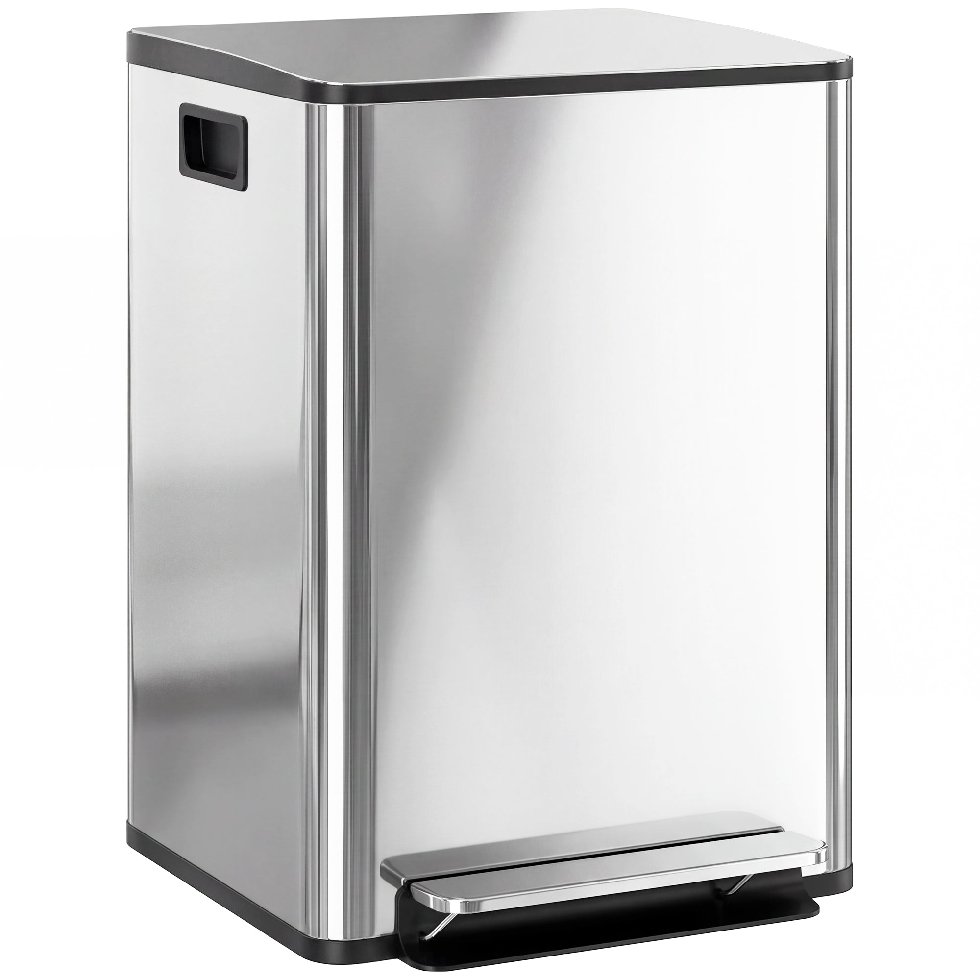 HOMCOM 40L Dual Compartment Stainless Steel Bin, with Deodoriser Holders - Silver Tone