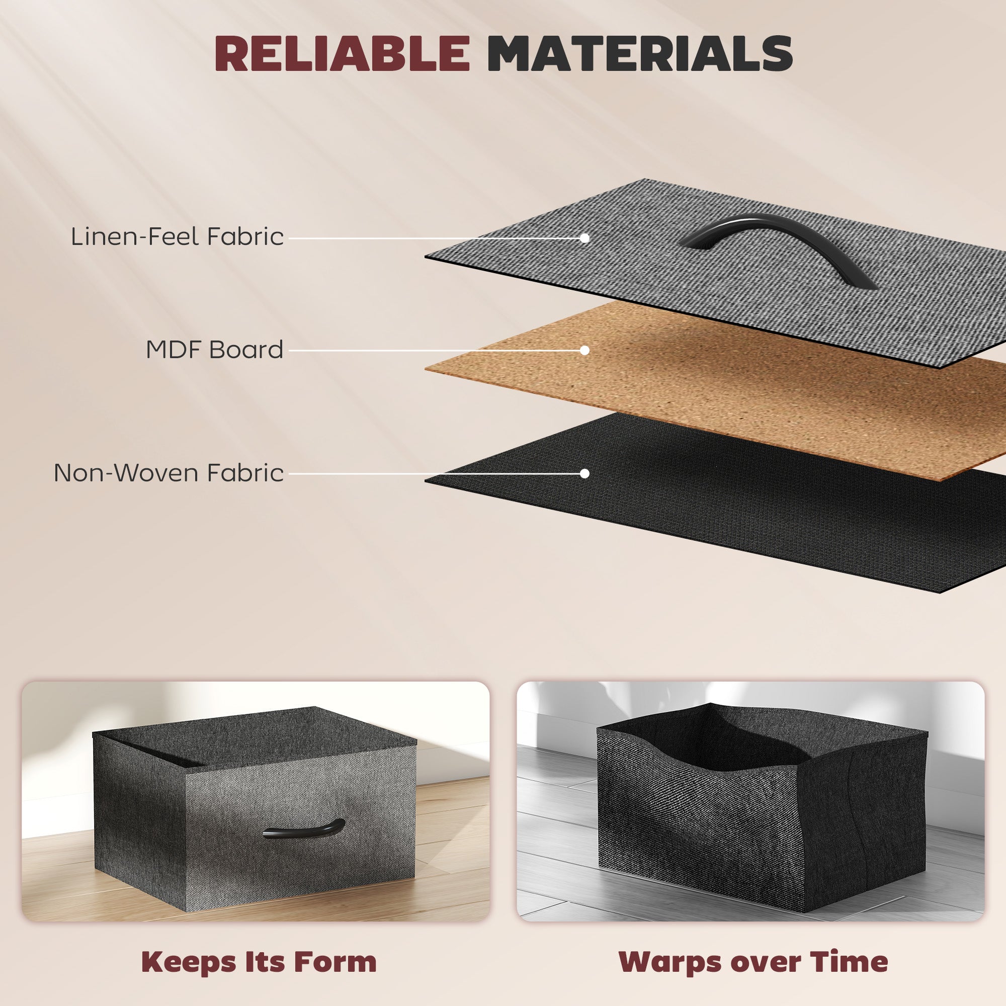 HOMCOM Chest of Eight Fabric Drawers - Charcoal Grey