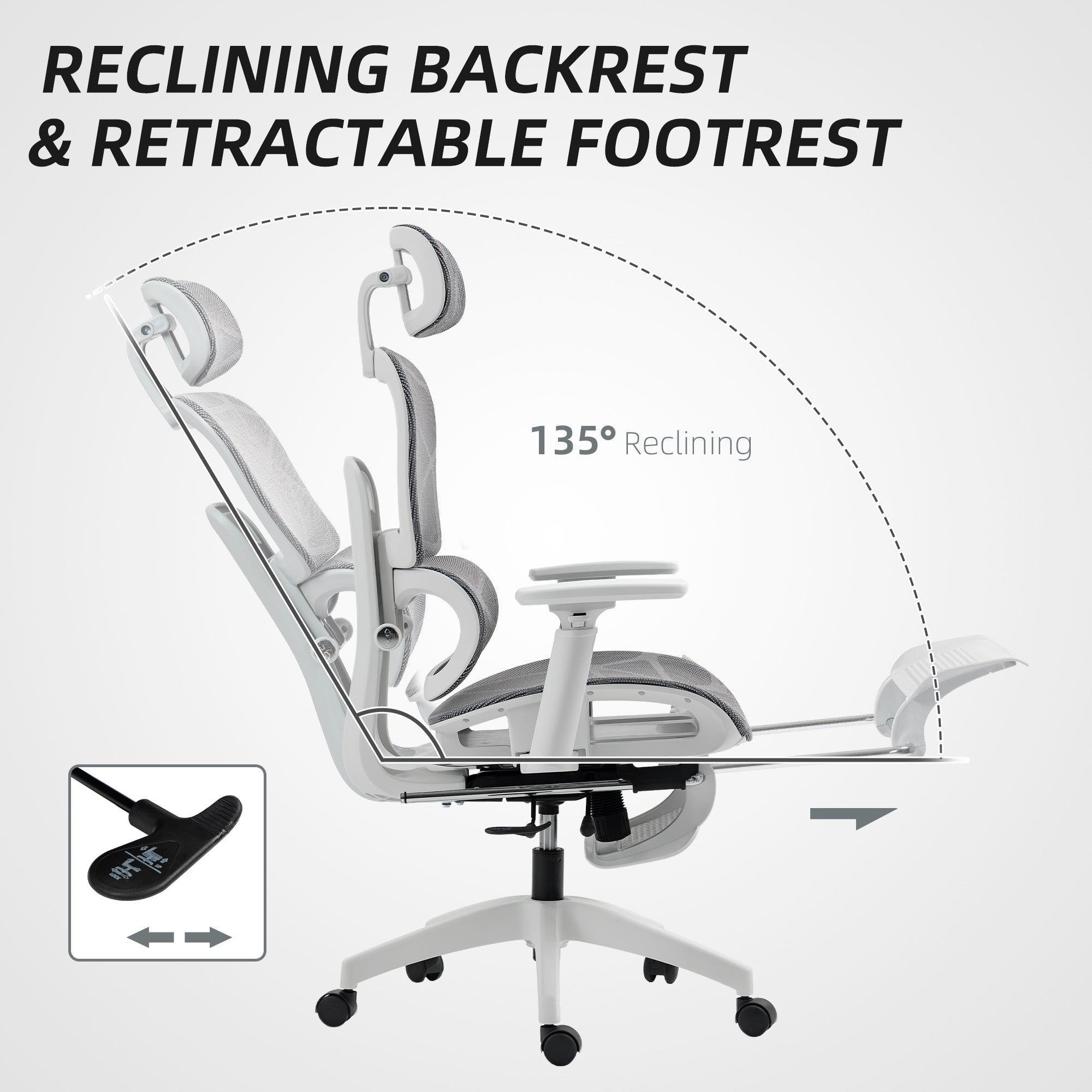 HOMCOM Multi-Adjustable Mesh Office Chair - Grey and White