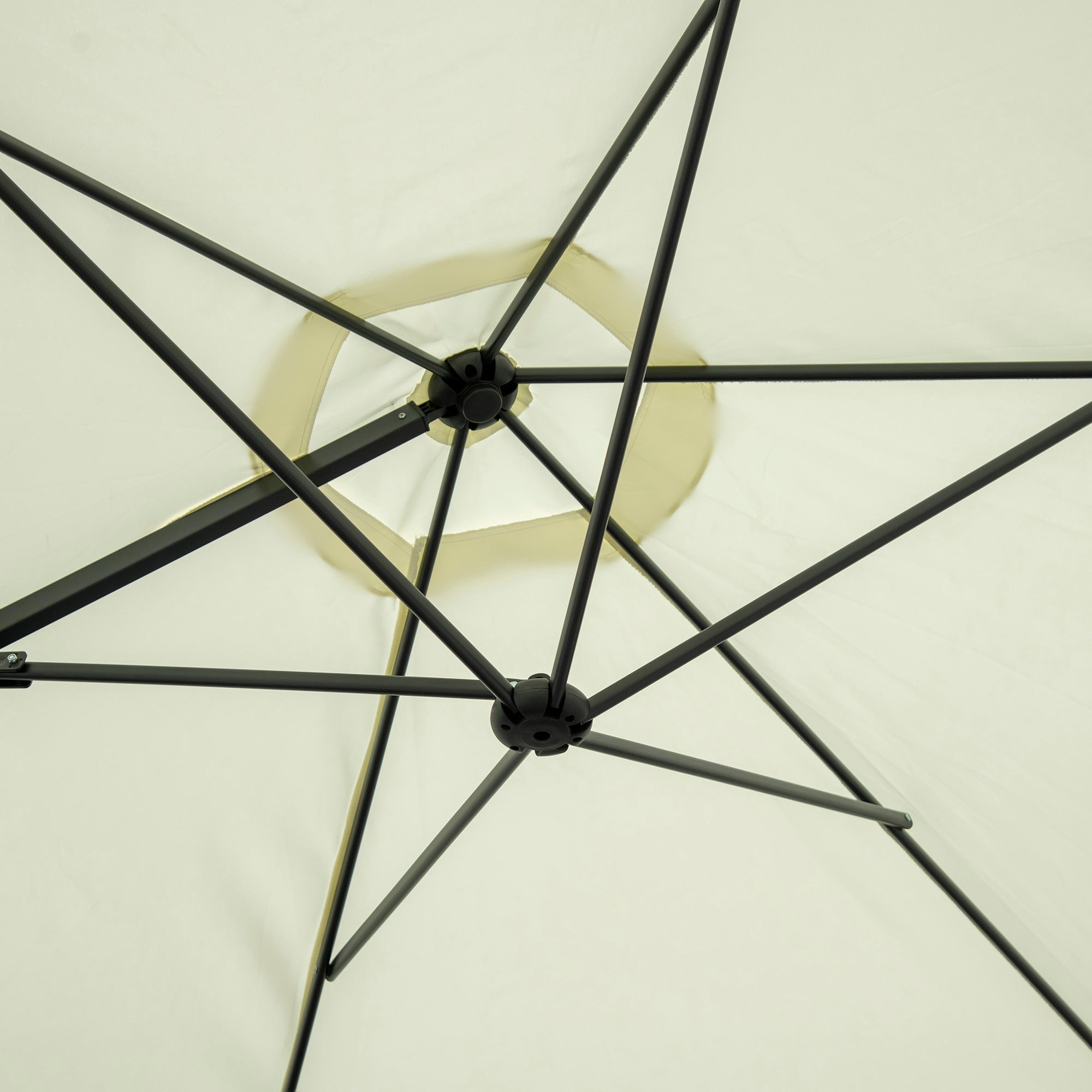Outsunny 2.5M Garden Cantilever Parasol, Offset Roma Patio Umbrella Hanging Sun Shade Canopy Shelter with 360\'c2\'b0 Rotation and Cross Base, Beige