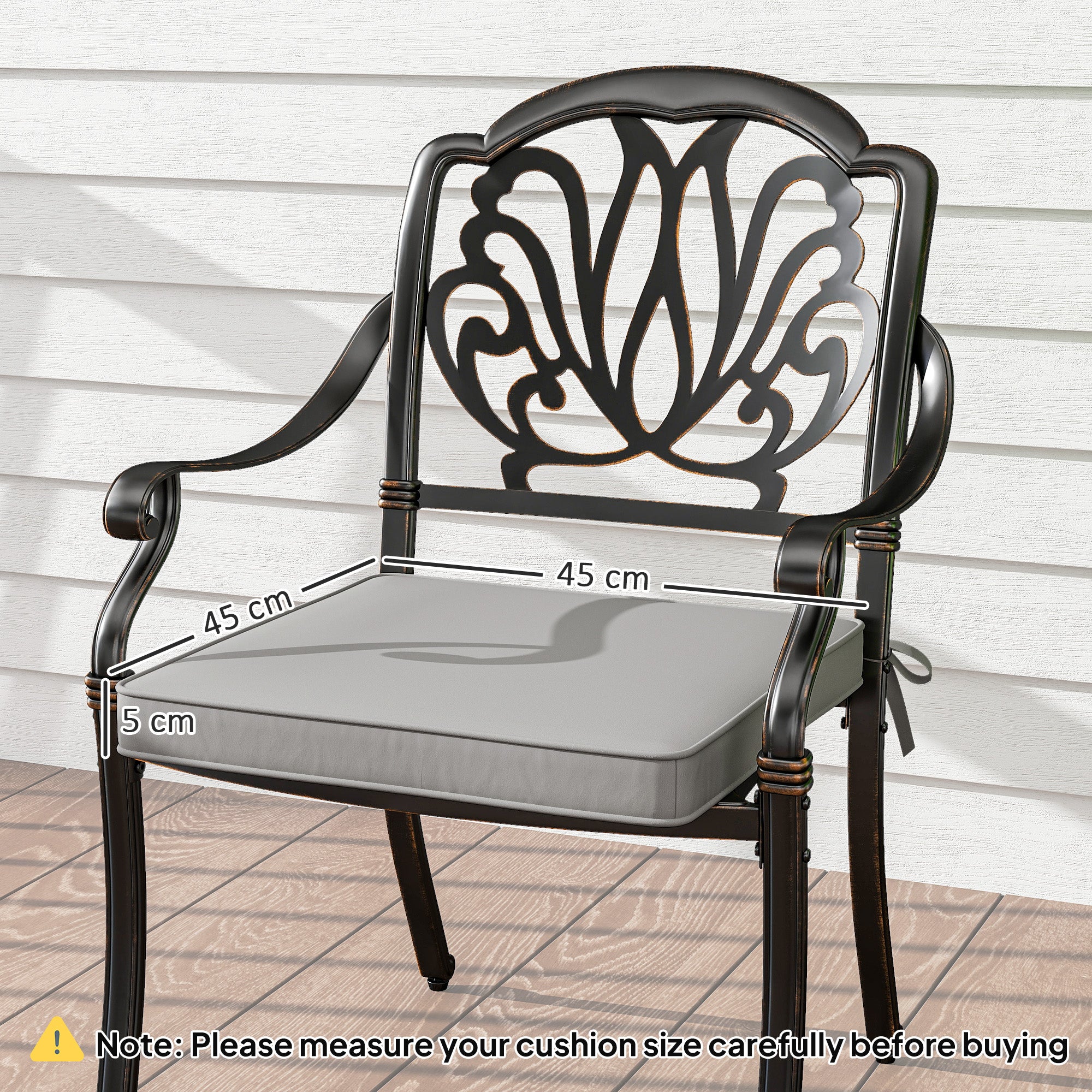 Outsunny Set of 2 Garden Chair Cushions - Light Grey