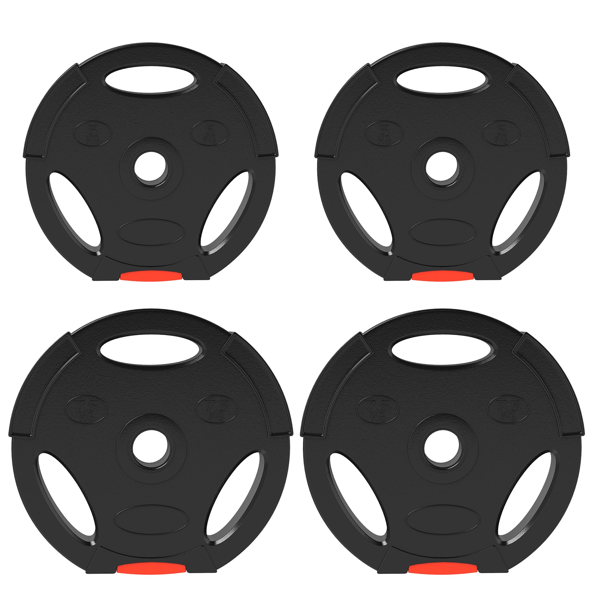 SPORTNOW Olympic Weight Plates Set, with Two 7.5kg and Two 5kg weights, Black