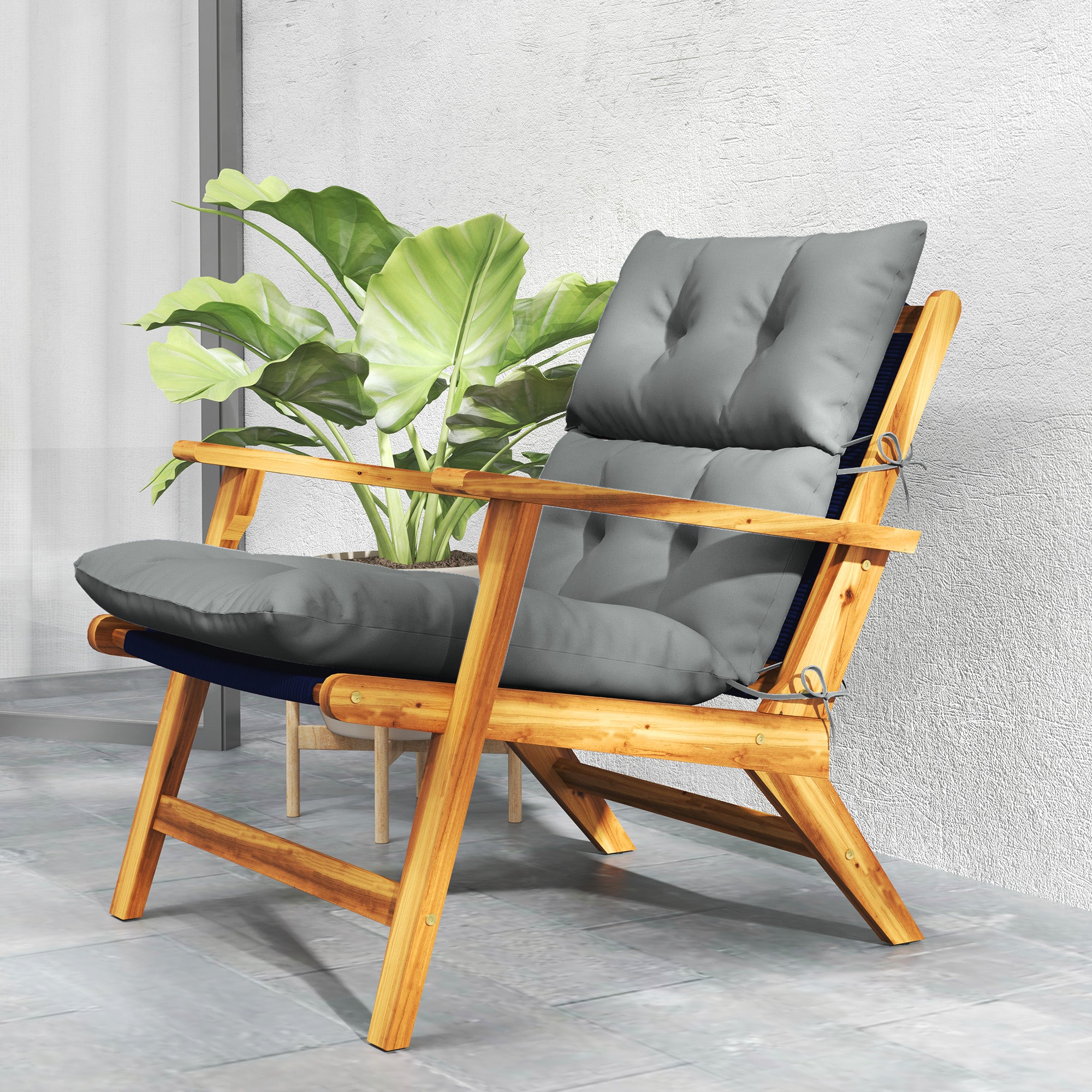 Outsunny 115 x 56cm Rocking Chair Padded Seat Cushion - Light Grey