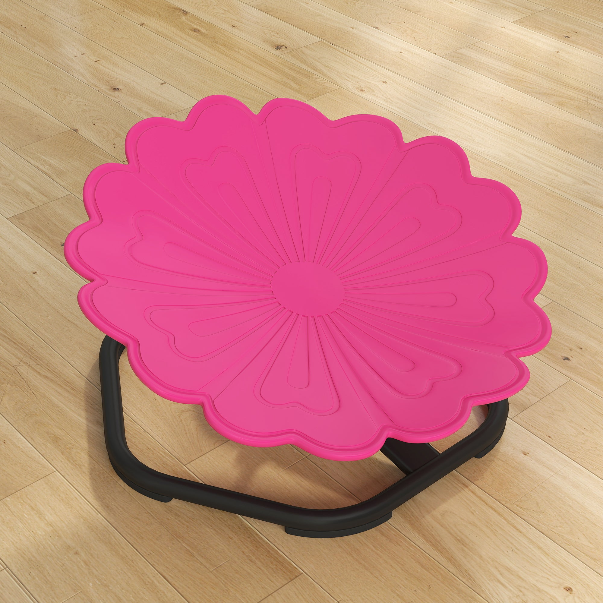 AIYAPLAY Flower-Shaped Sensory Spinning Chair with Non-Slip Base for Balance/Coordination, Pink