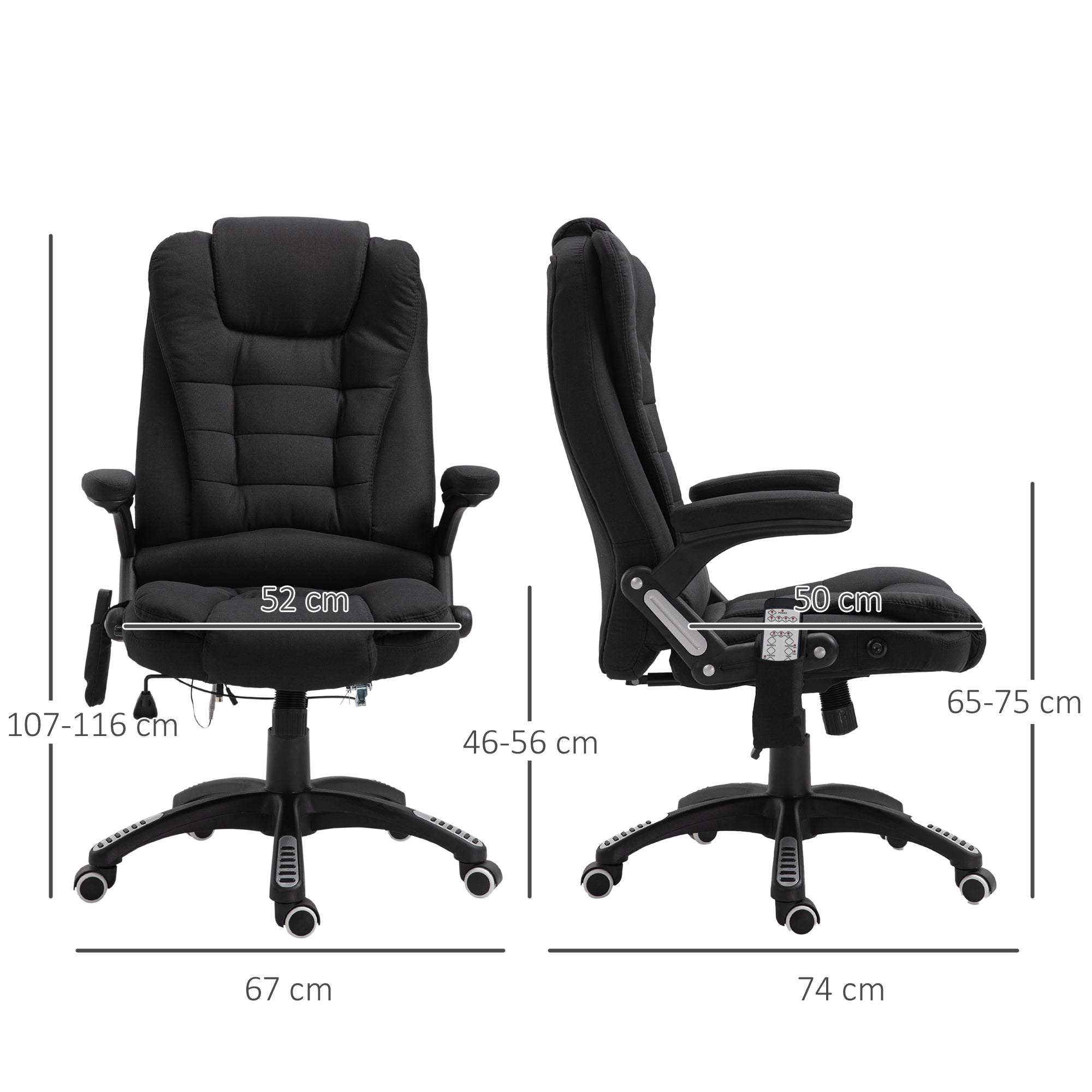 Vinsetto Massage Recliner Chair Heated Office Chair with Six Massage Points Linen-Feel Fabric 360\'c2\'b0 Swivel Wheels Black