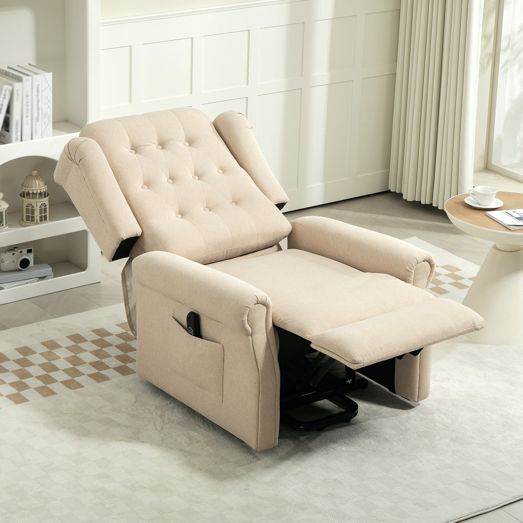 HOMCOM 45\'c2\'b0 Lifting Riser and Recliner Armchair - Beige