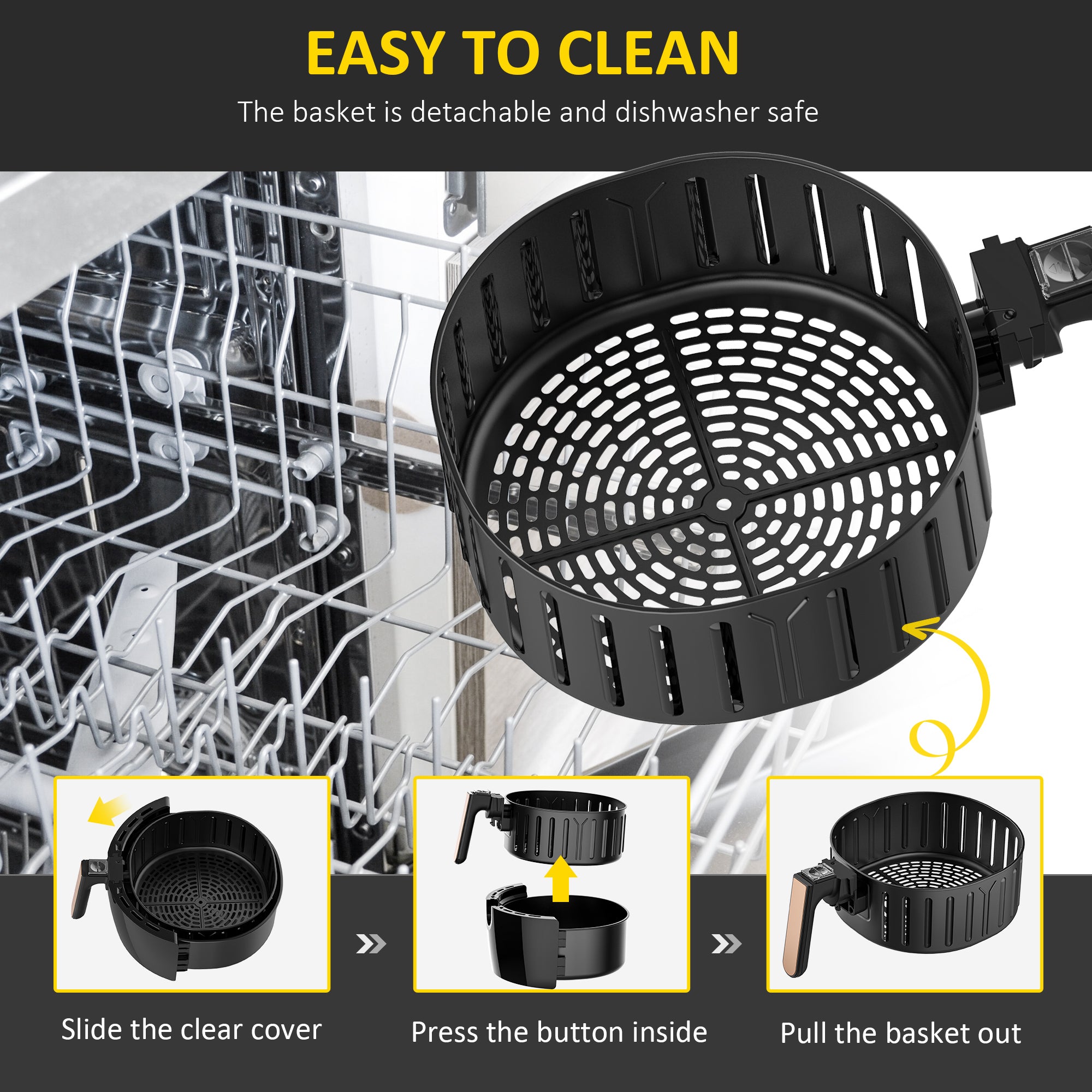 HOMCOM 5.5L 1700W Air Fryer, with Digital Display, 80-200℃ Temperature