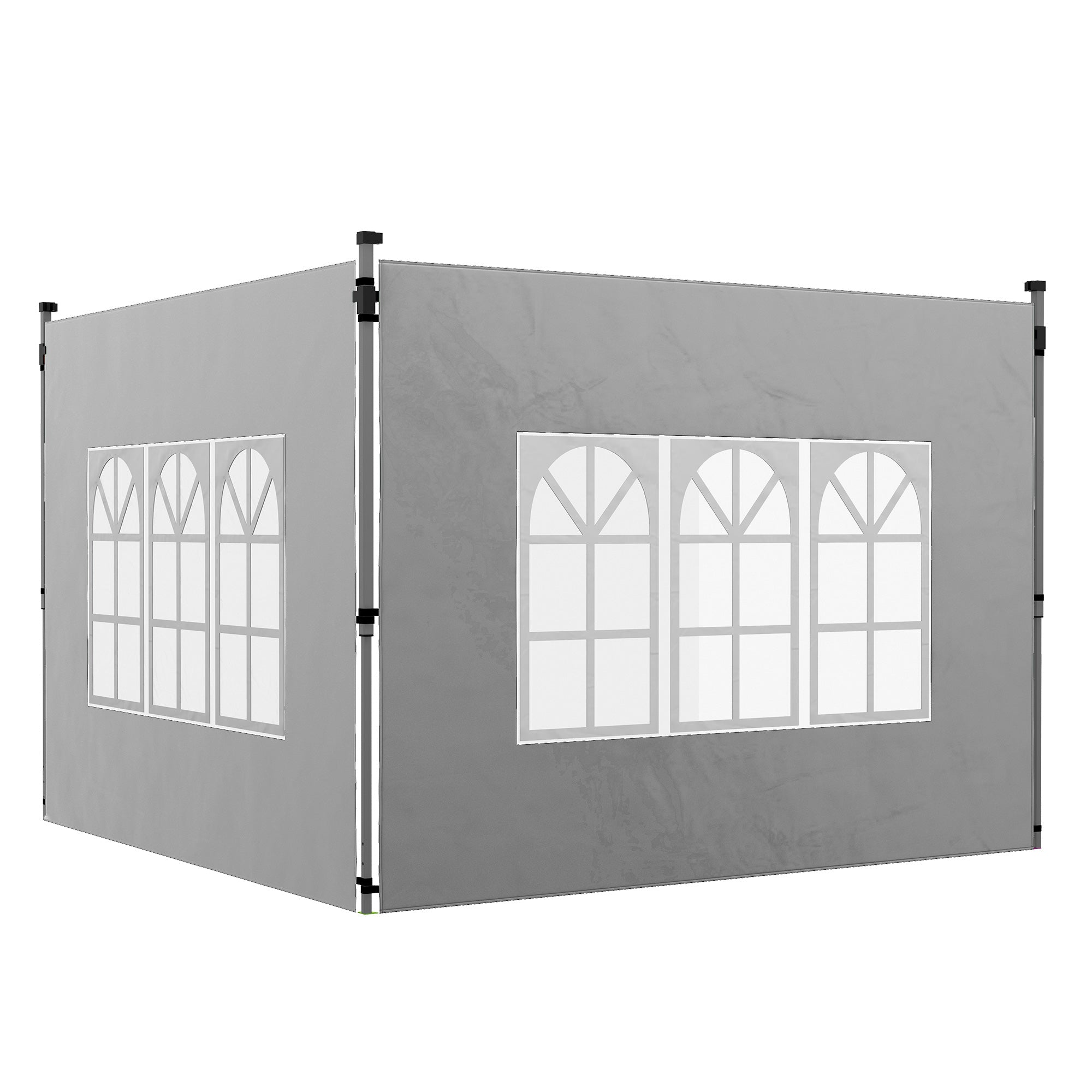 Outsunny Gazebo Side Panels, Sides Replacement with Window for 3x3(m) or 3x4m Pop Up Gazebo, 2 Pack, Grey