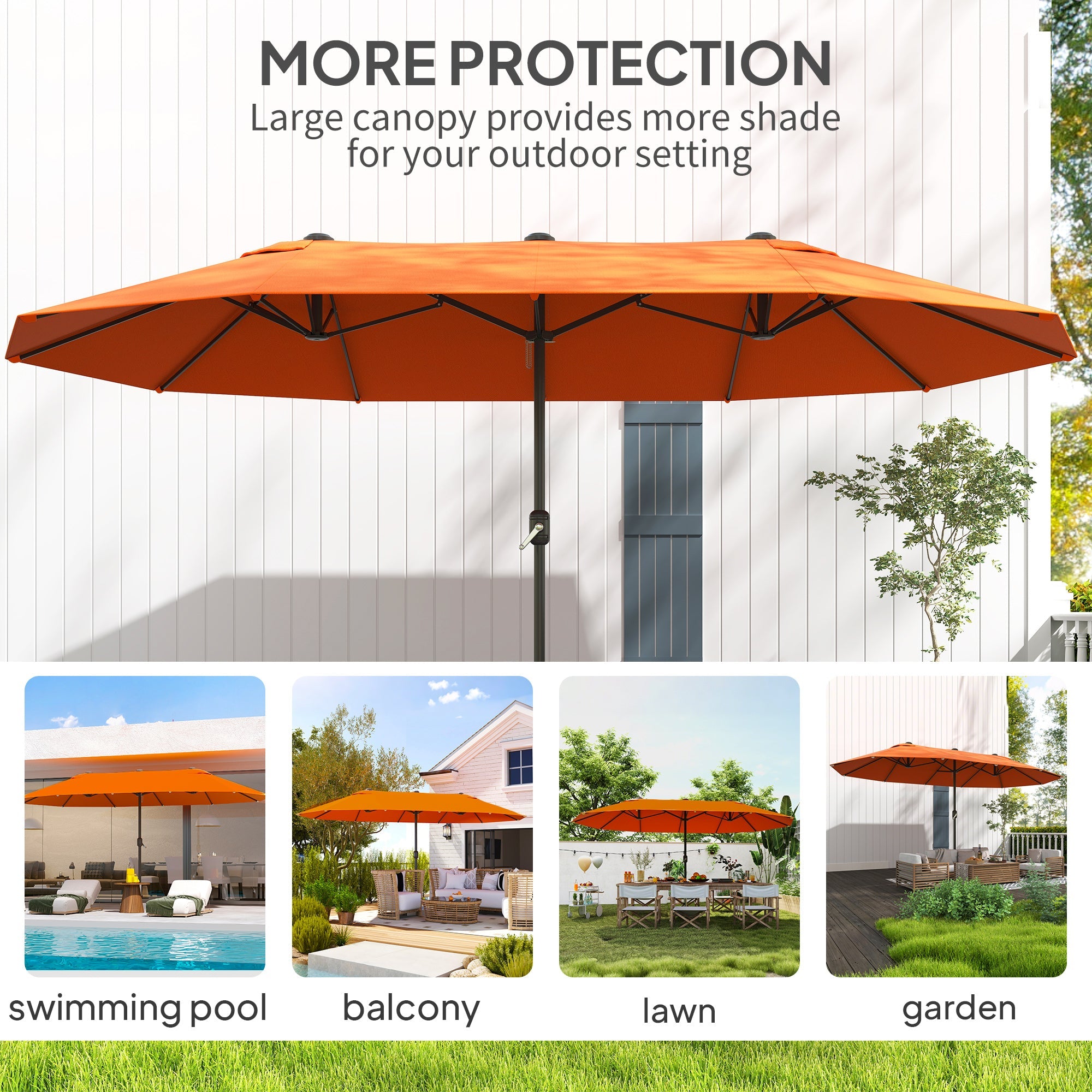 Outsunny 4.6m Double-Sided Garden Parasol - Orange